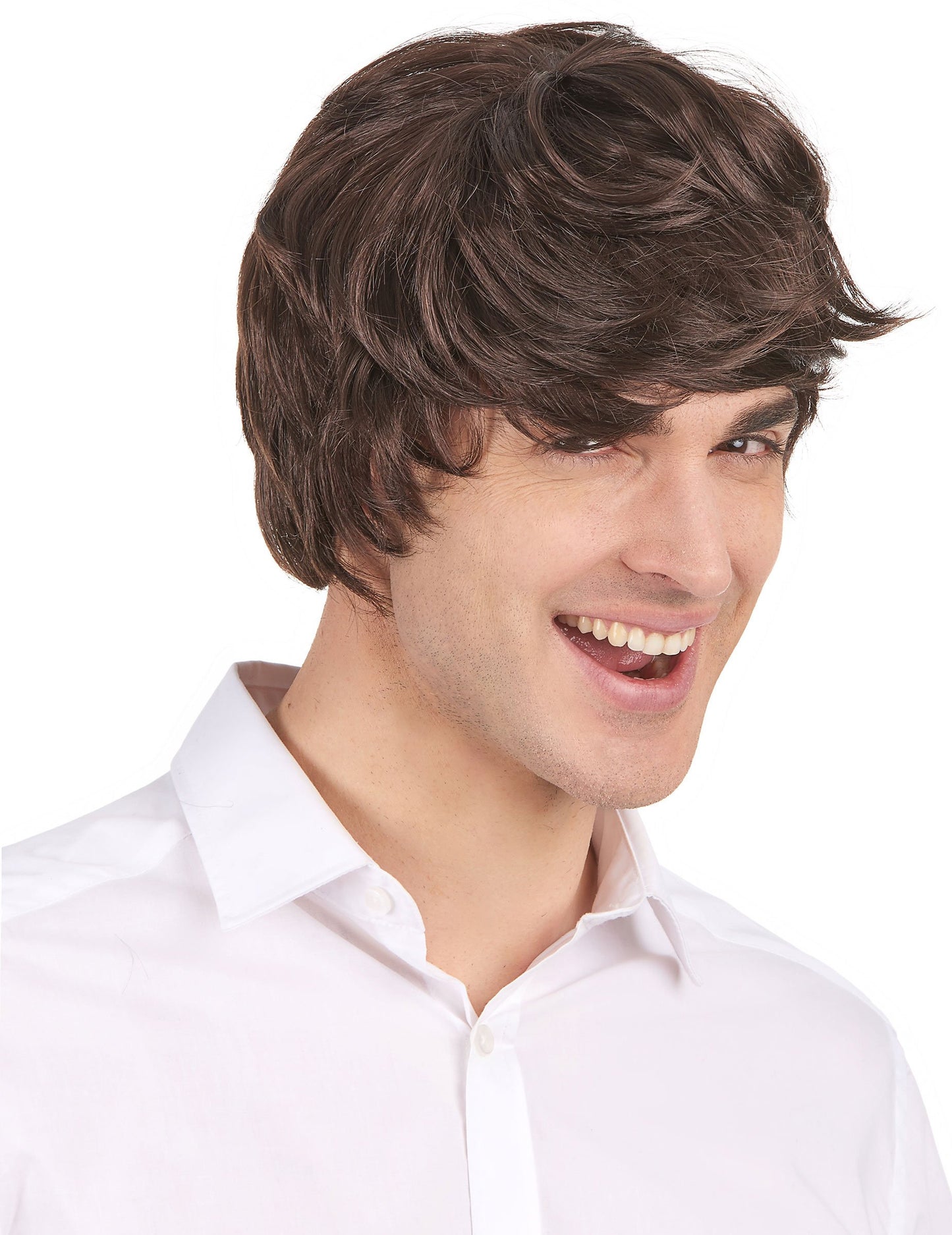 Kratší hnědá paruka pro muže z roku 2021