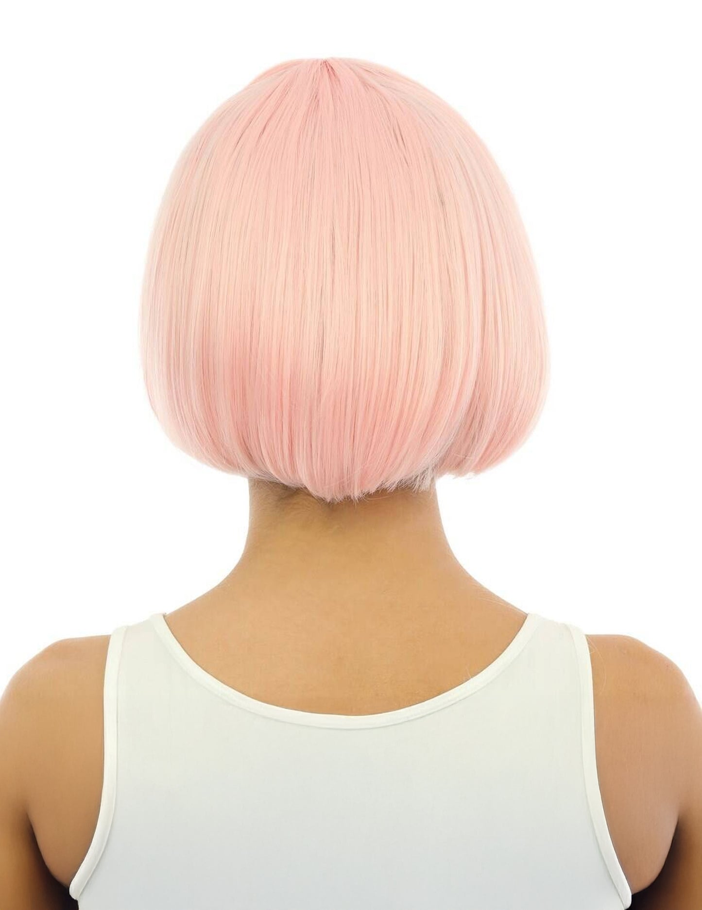 Perruque courte rose pastel luxe adulte
