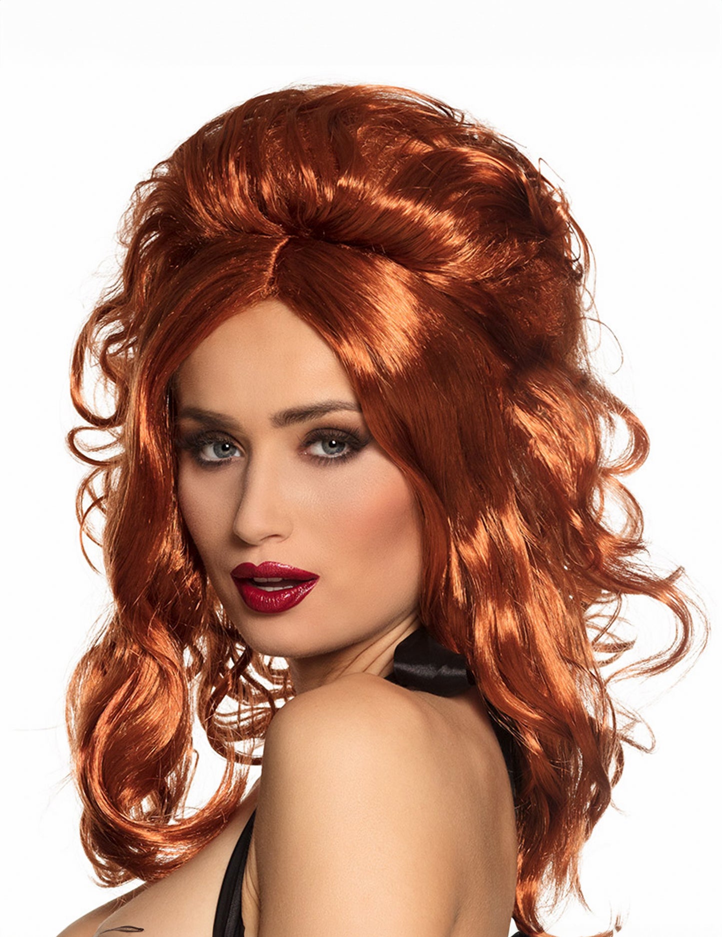 Kovbojská paruka pro ženy s kudrnatými a objemnými červenými vlasy