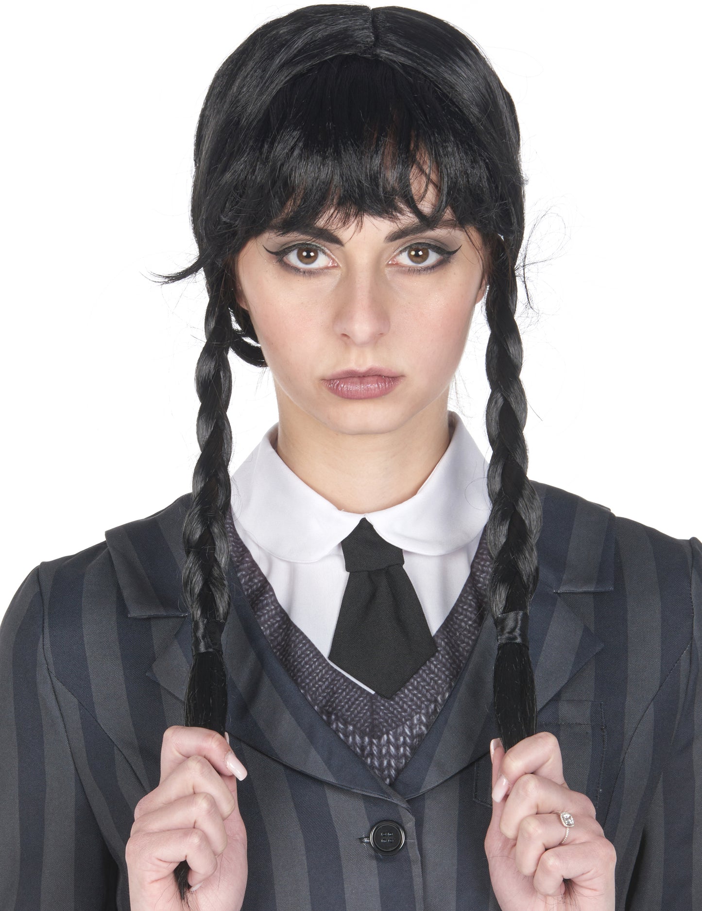Dospělá černá copánková gotická paruka