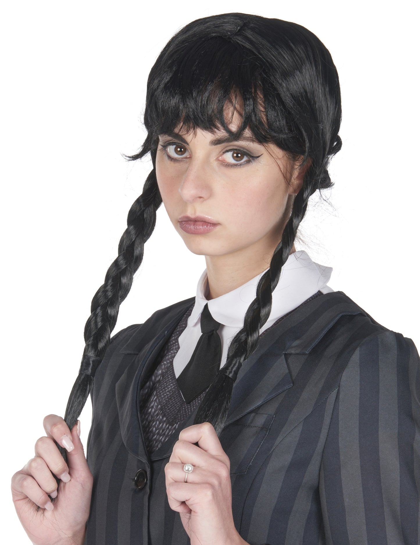 Dospělá černá copánková gotická paruka