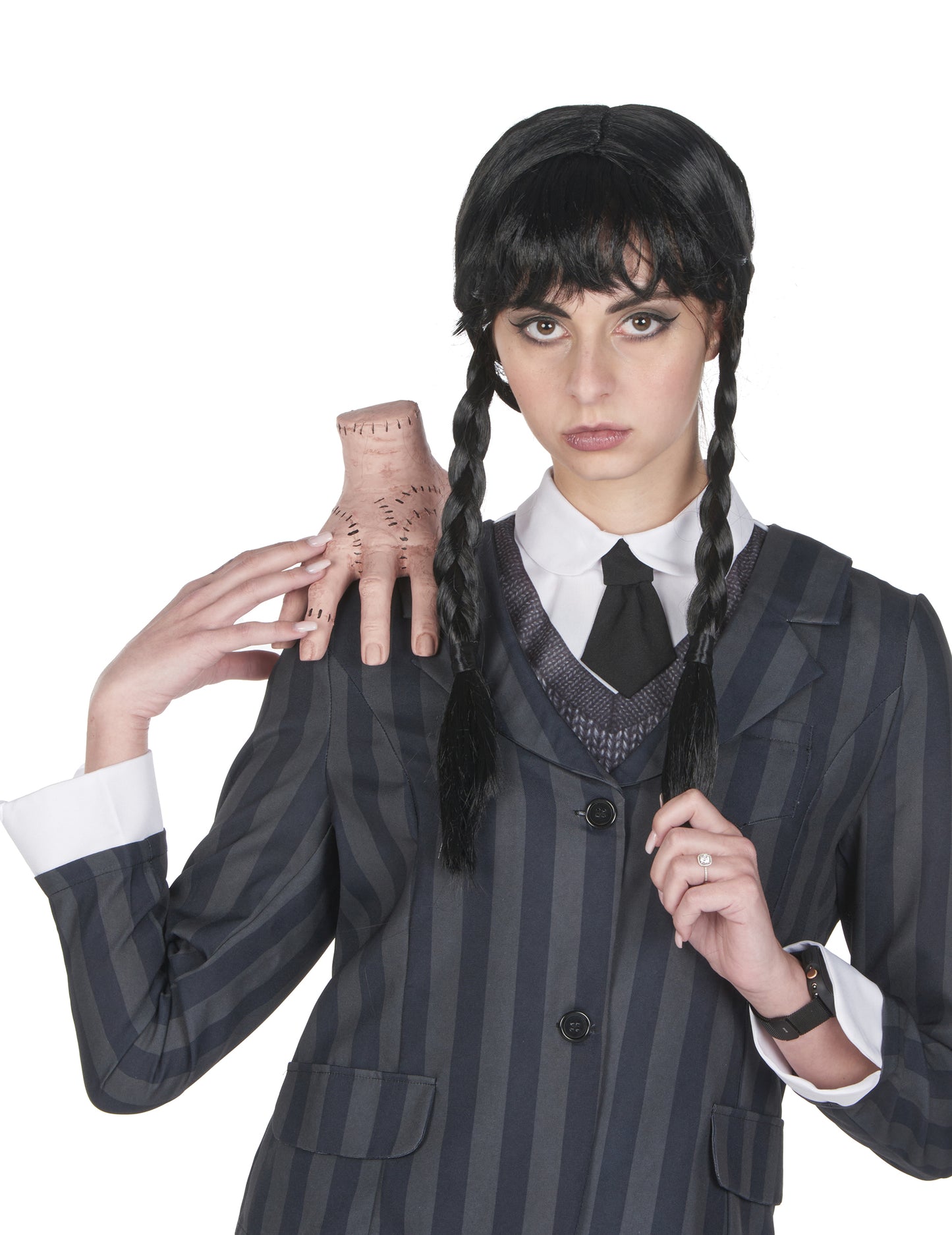 Dospělá černá copánková gotická paruka