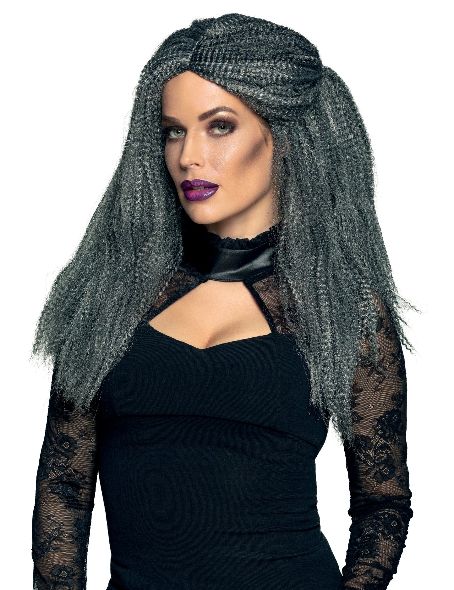 Dámská šedá kadeřavá paruka