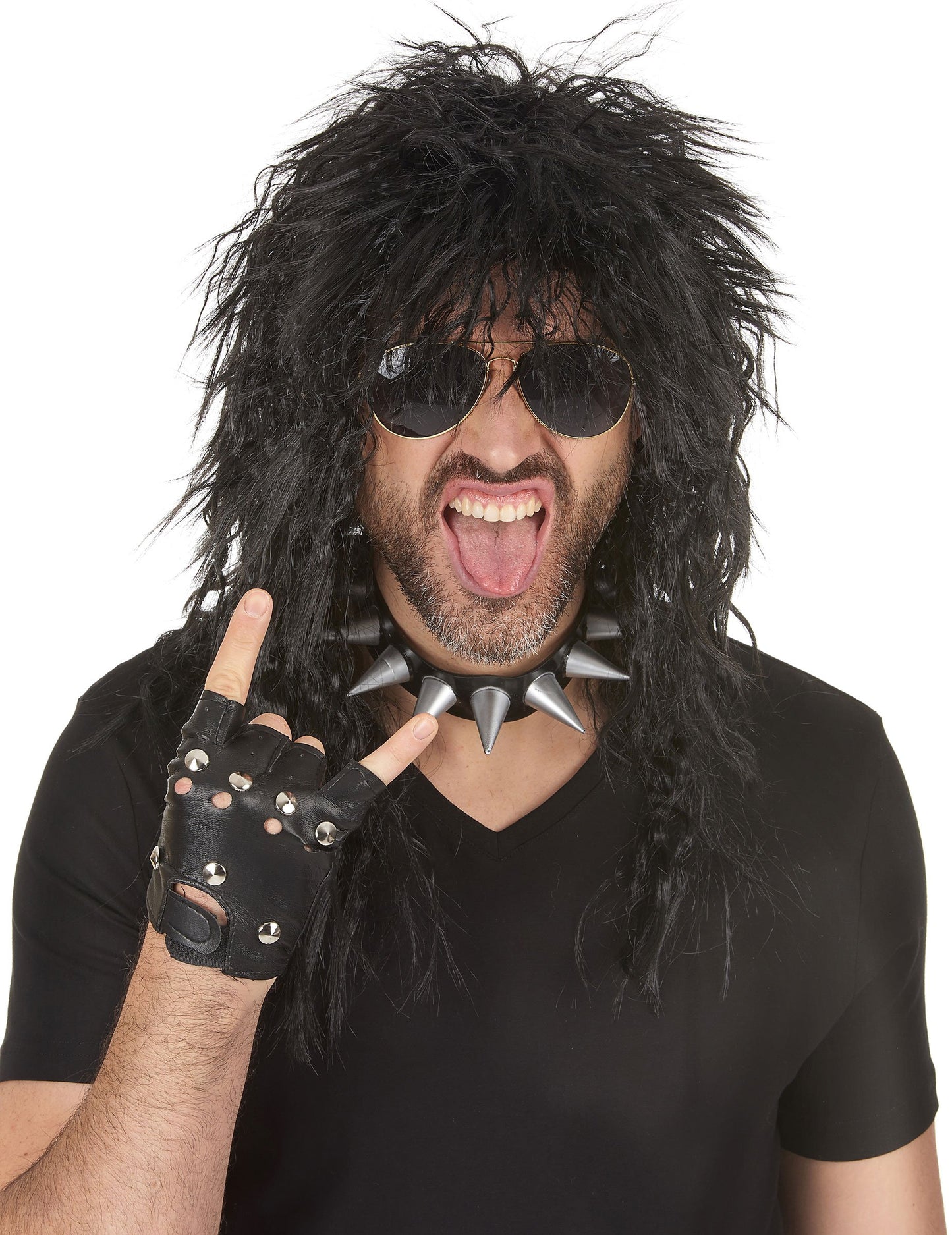 Černá paruka s hard rockerským vzorem pro muže