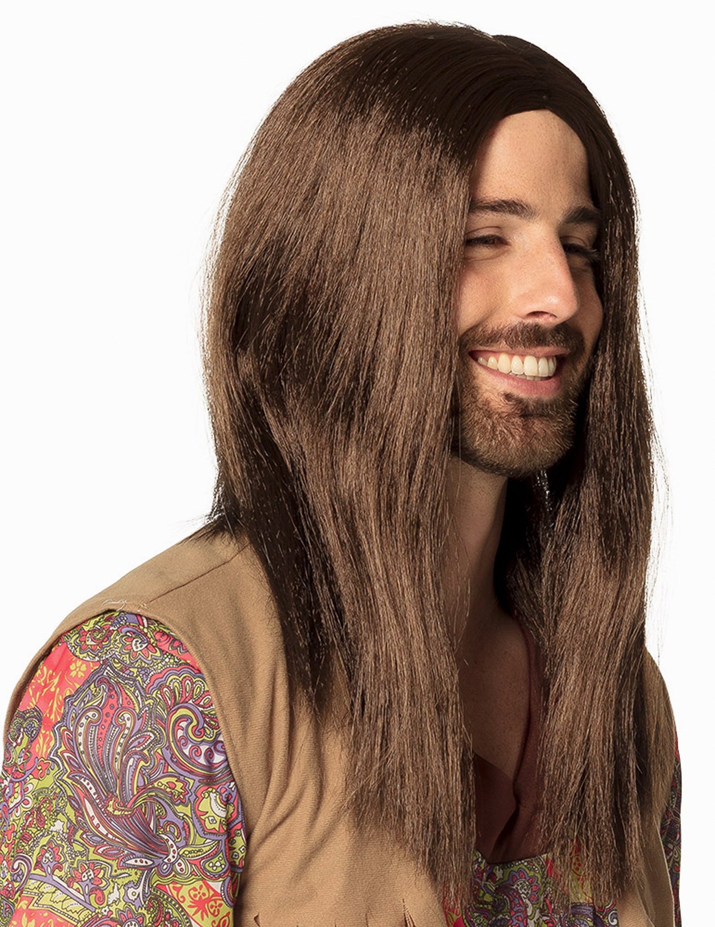 Hnědá hippie paruka pro dospělé