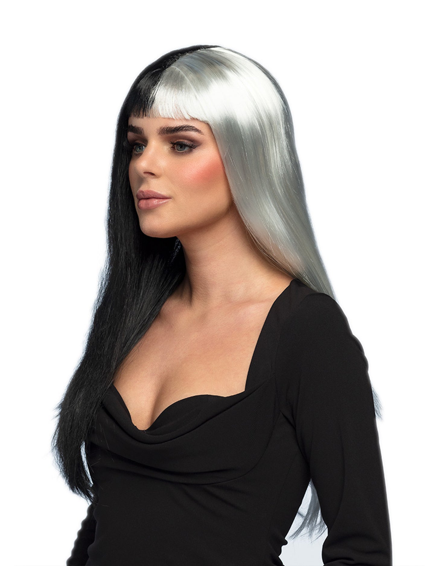 Černobílá rovná paruka pro ženy