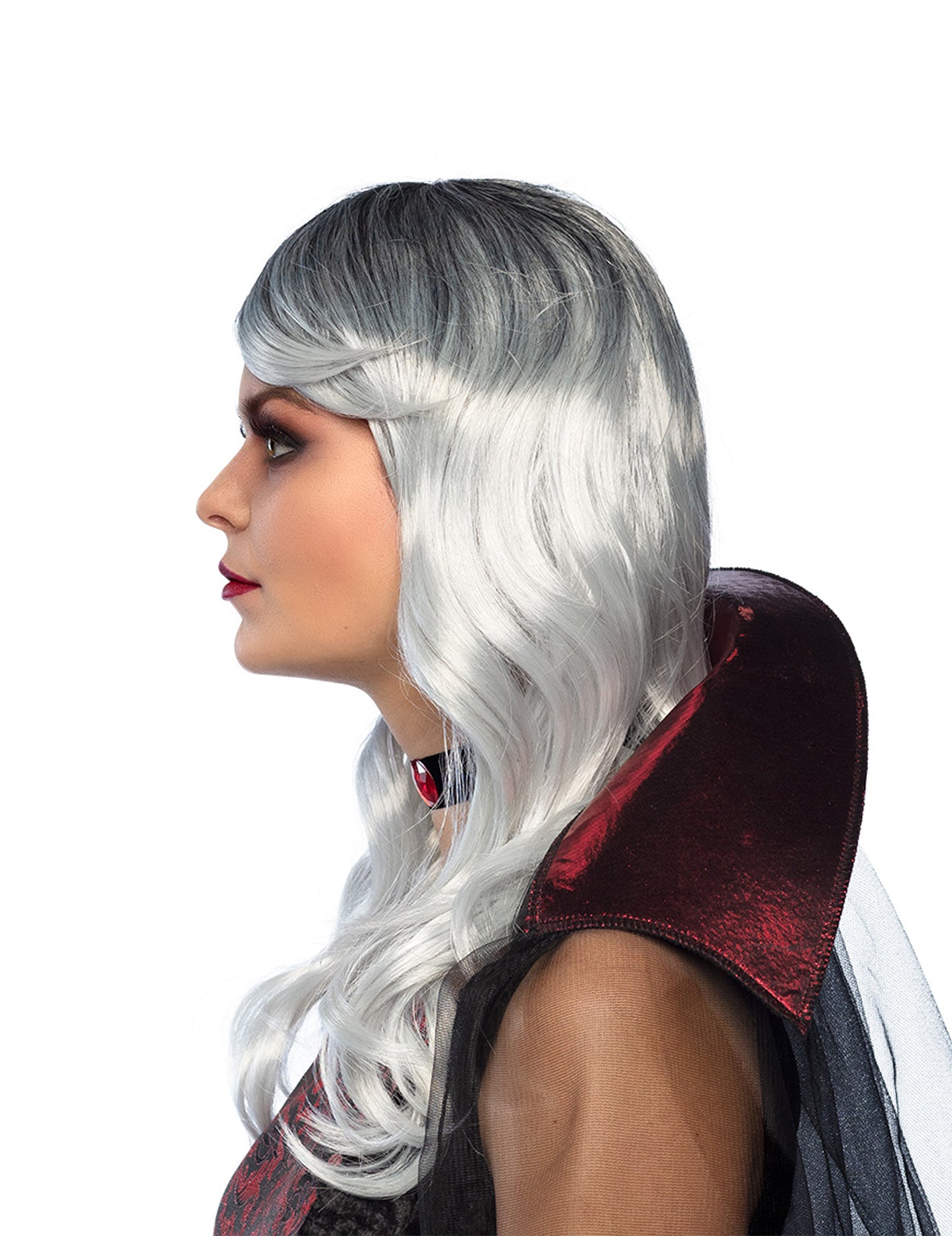 Dlouhá bílošedá paruka pro dospělé s motivem Halloweenu