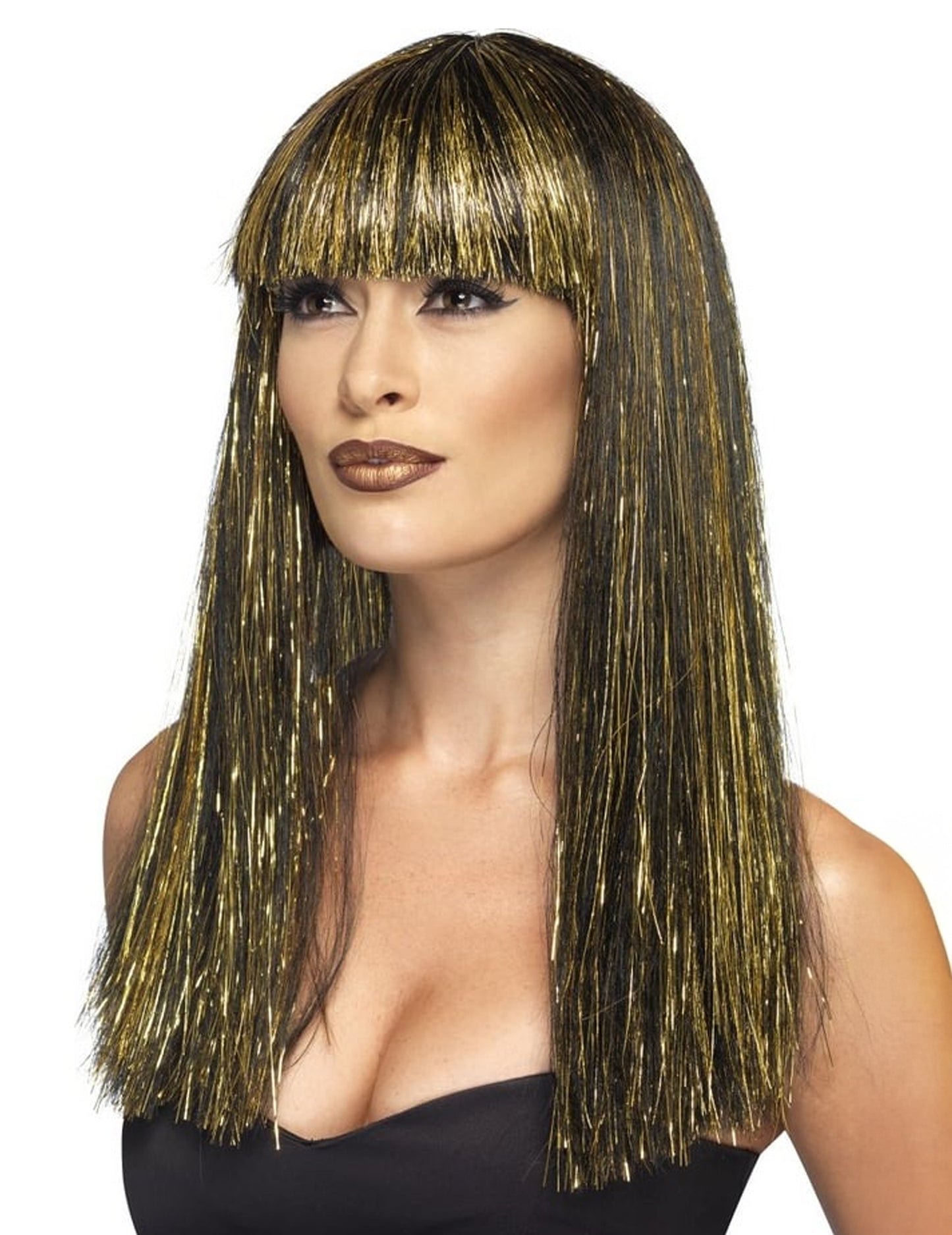 Dlouhá černo-zlatá egyptská paruka pro ženy