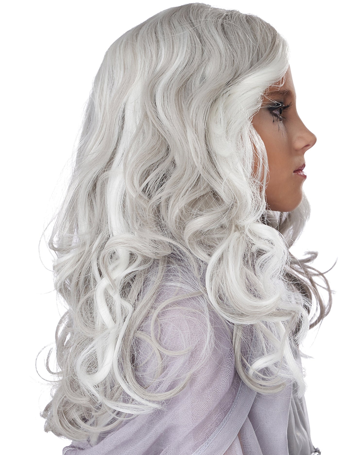 Dlouhá šedá fosforeskující paruka pro děti