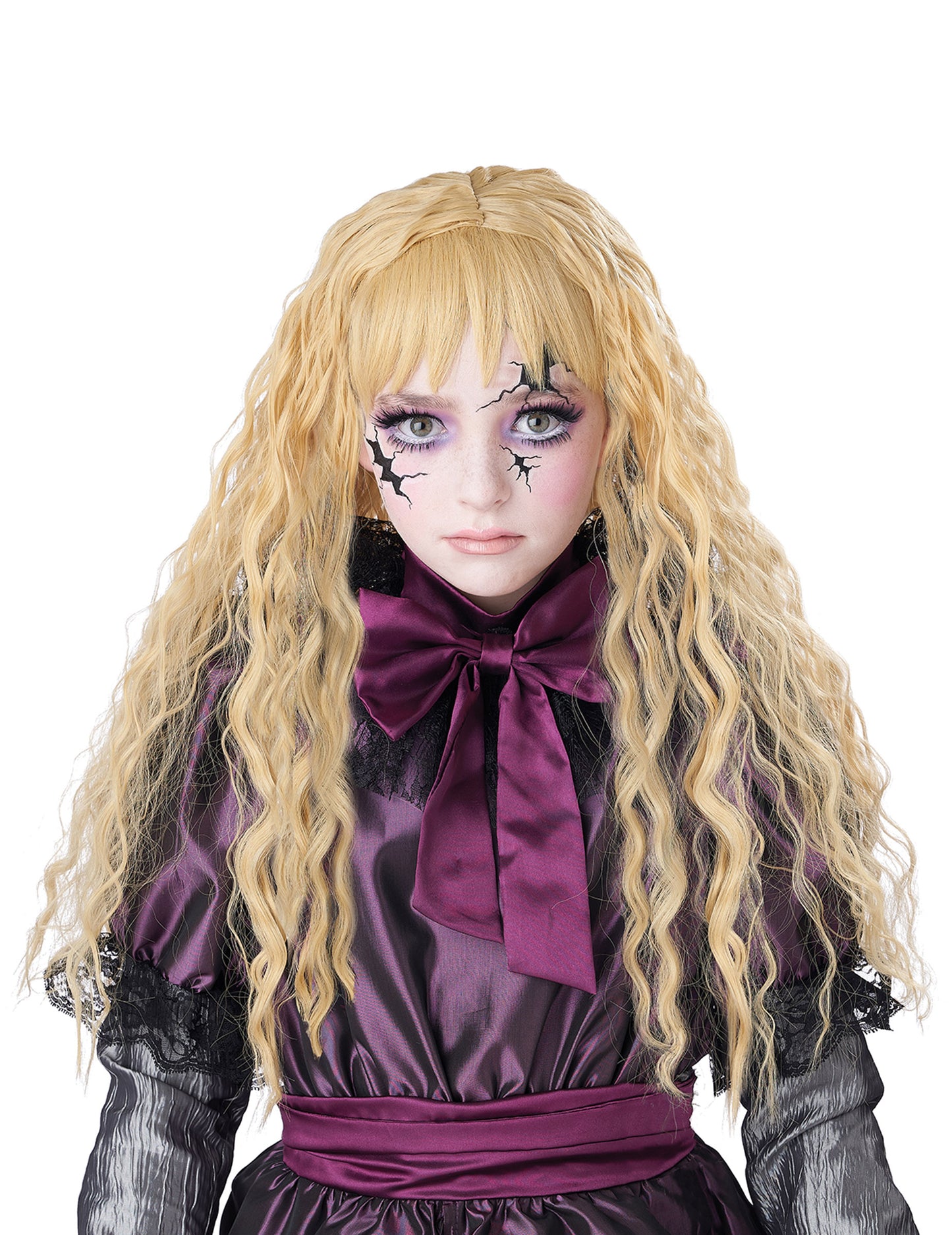 Dlouhá vlnitá blond dětská paruka