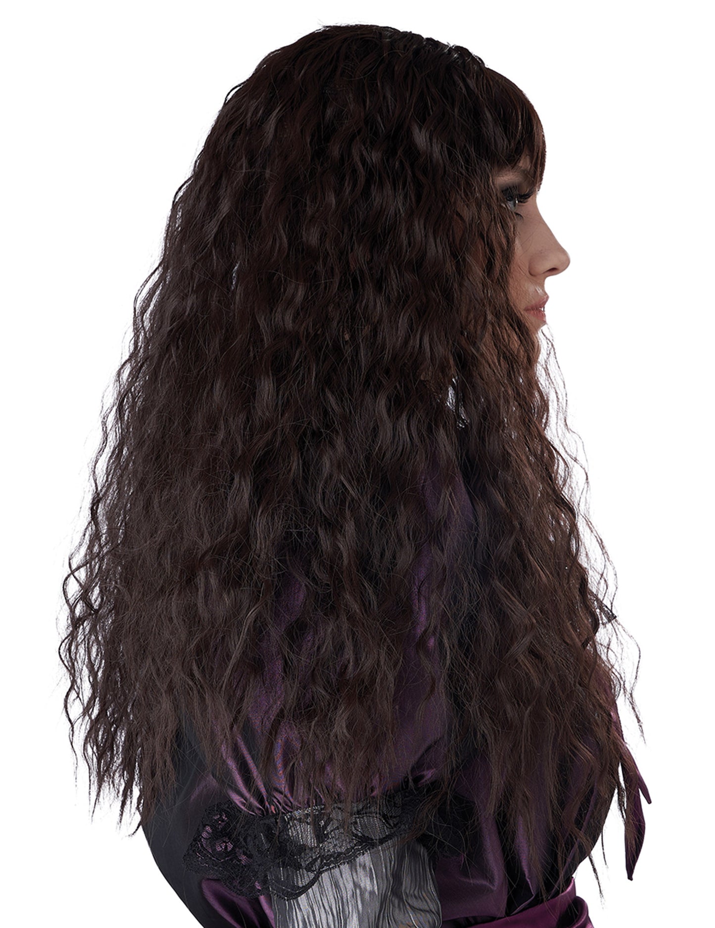 Dlouhá vlnitá hnědá dětská paruka