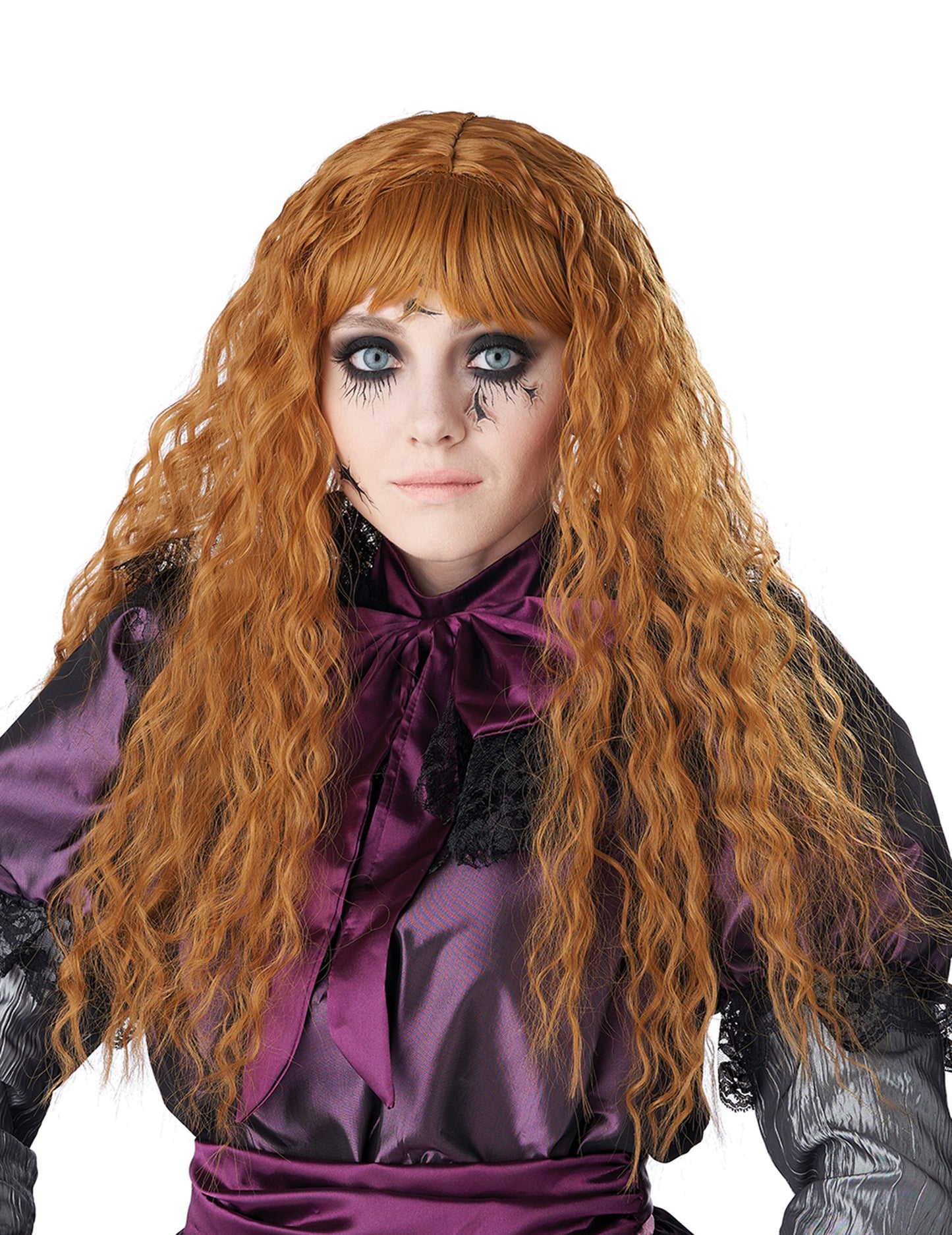 Dlouhá vlnitá dětská paruka pro zrzavou ženu