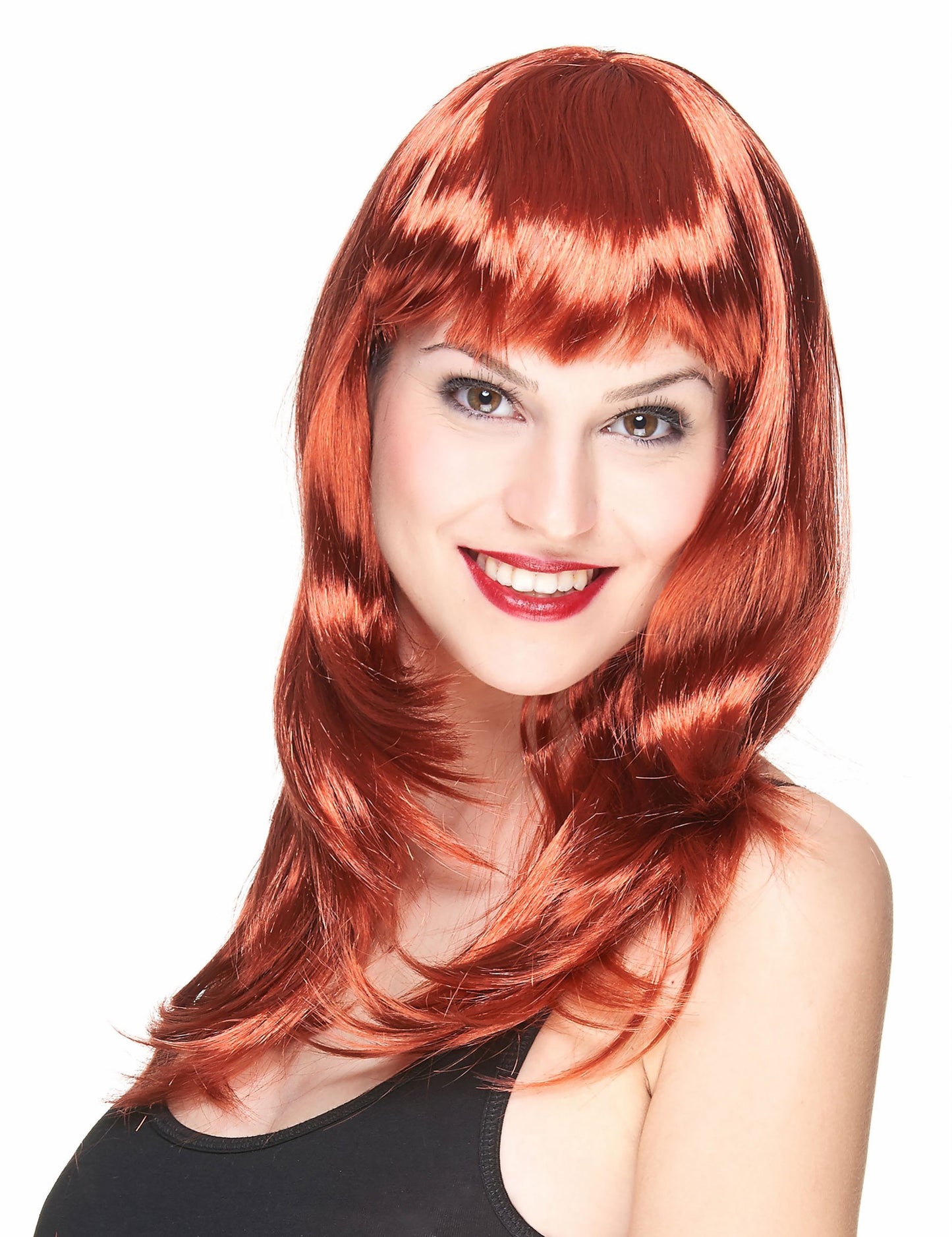 Dámská dlouhá červená paruka s ofinou