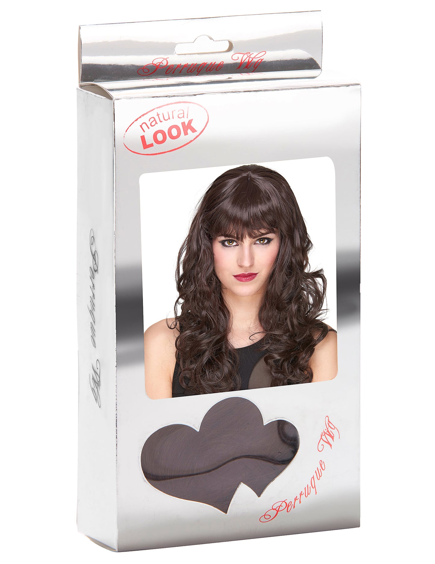 Luxusní hnědá vlnitá paruka s ofinou pro ženy - 221 g