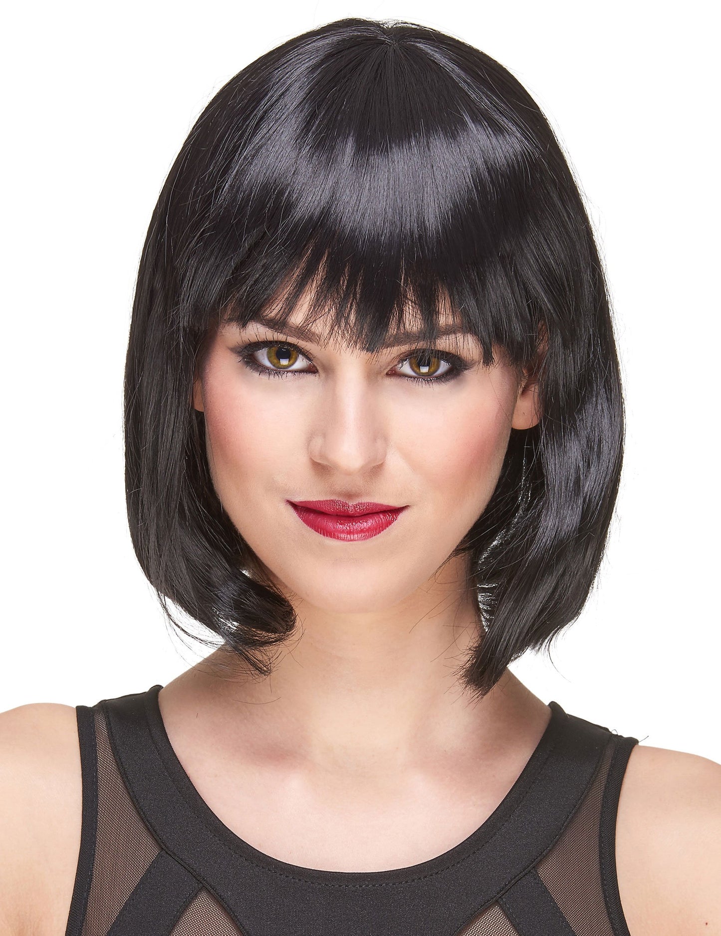 Luxusní černá paruka bob s ofinou pro ženy