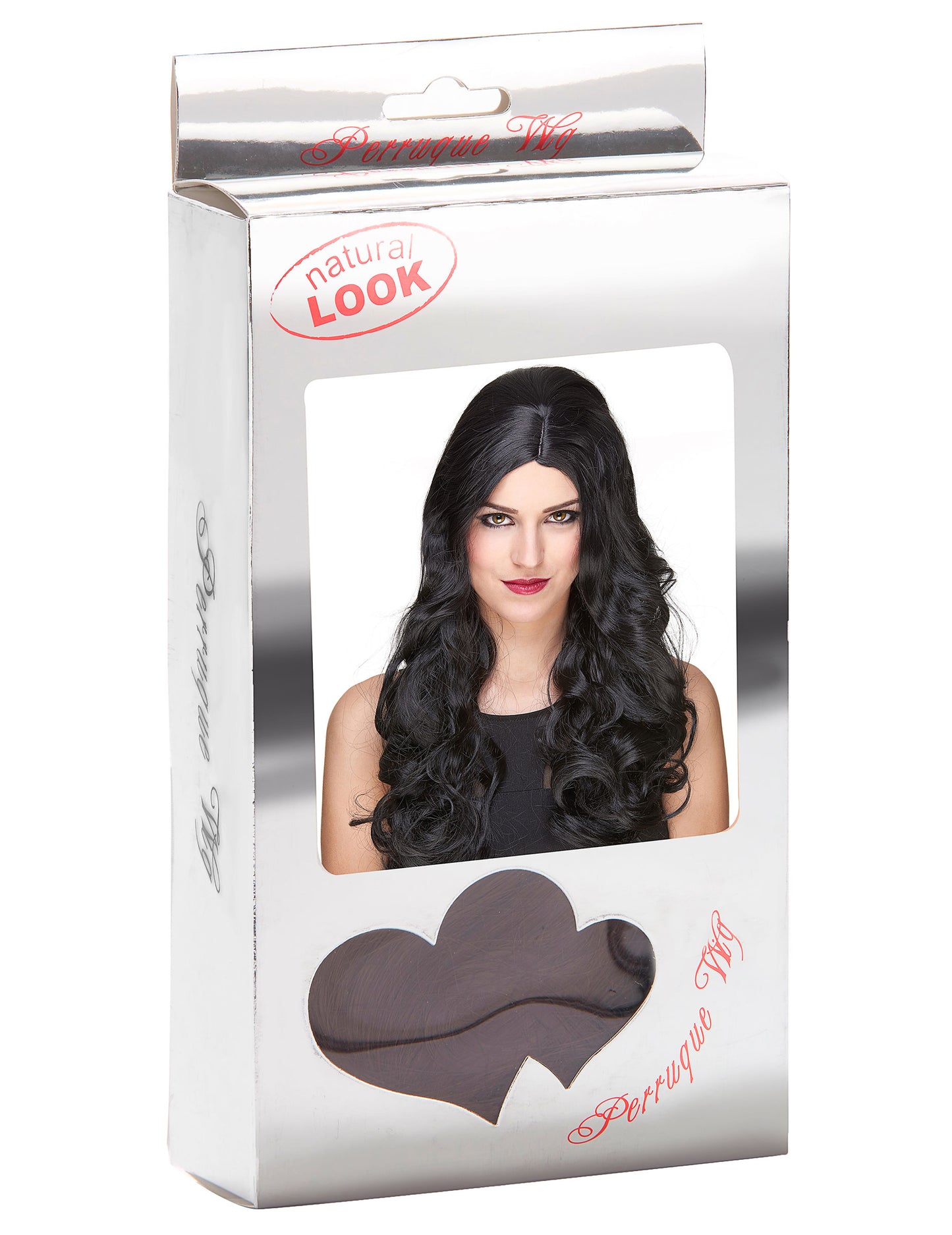 Luxusní černá dlouhá kudrnatá dámská paruka - 251 g