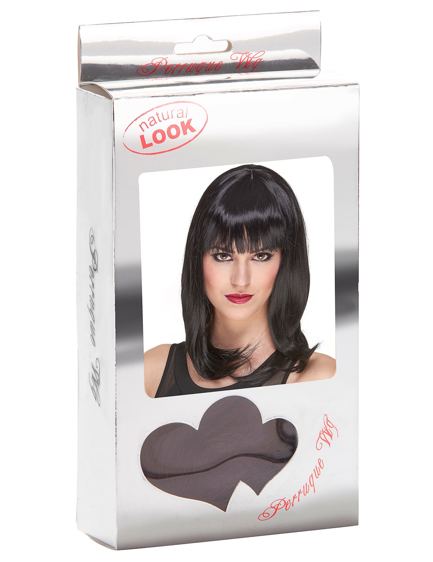 Luxusní černá dámská paruka střední délky - 170 g