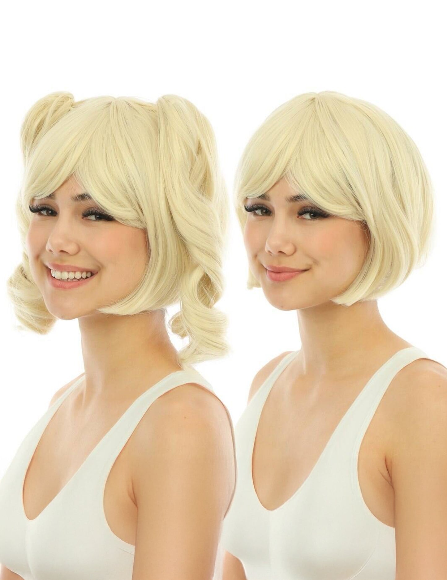 Perruque manga avec couettes détachables luxe blonde