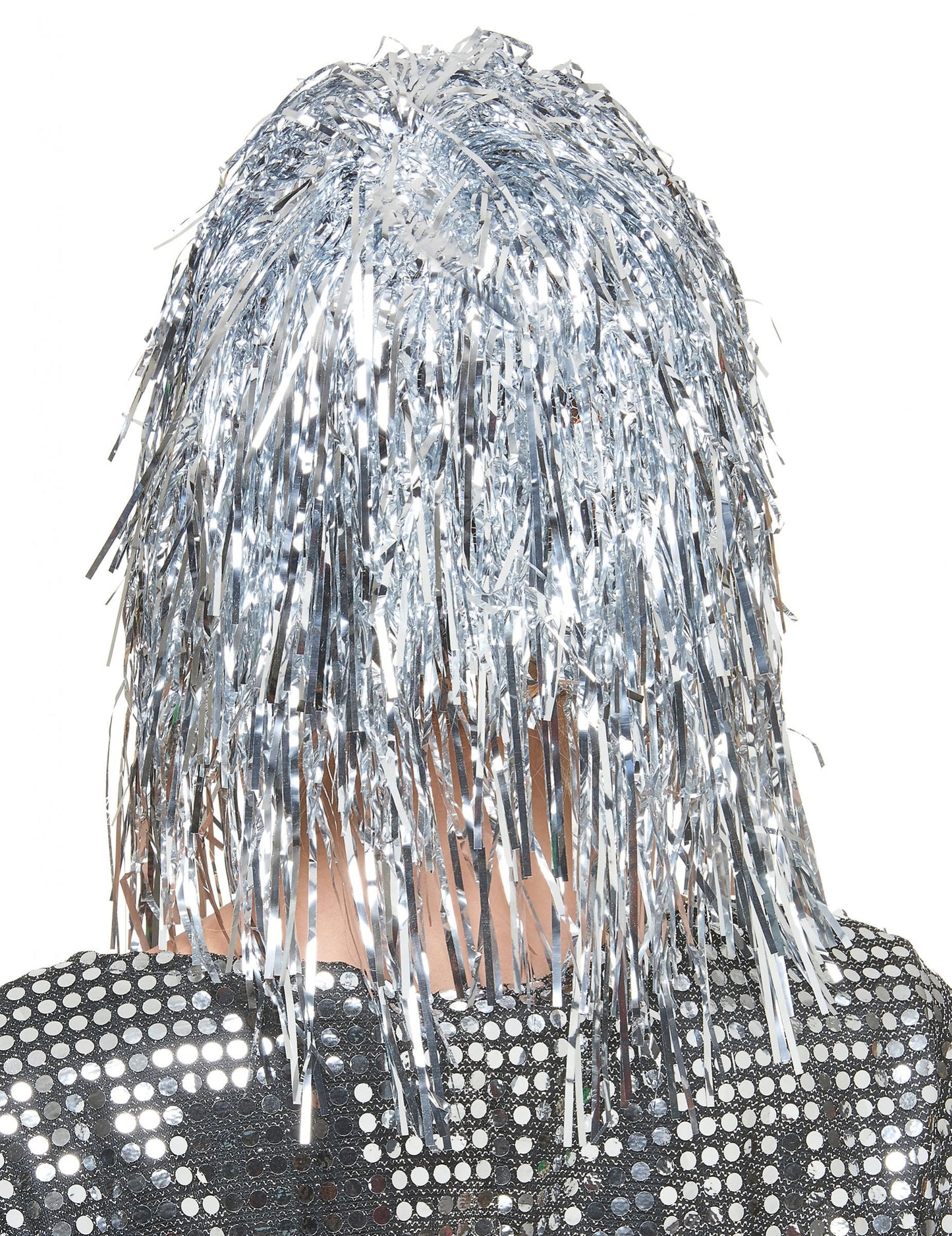 Folienperücke Lametta silber für Damen