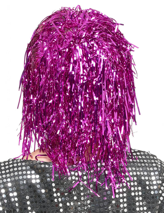 Paruka pro dospělé v metalické barvě fuchsie