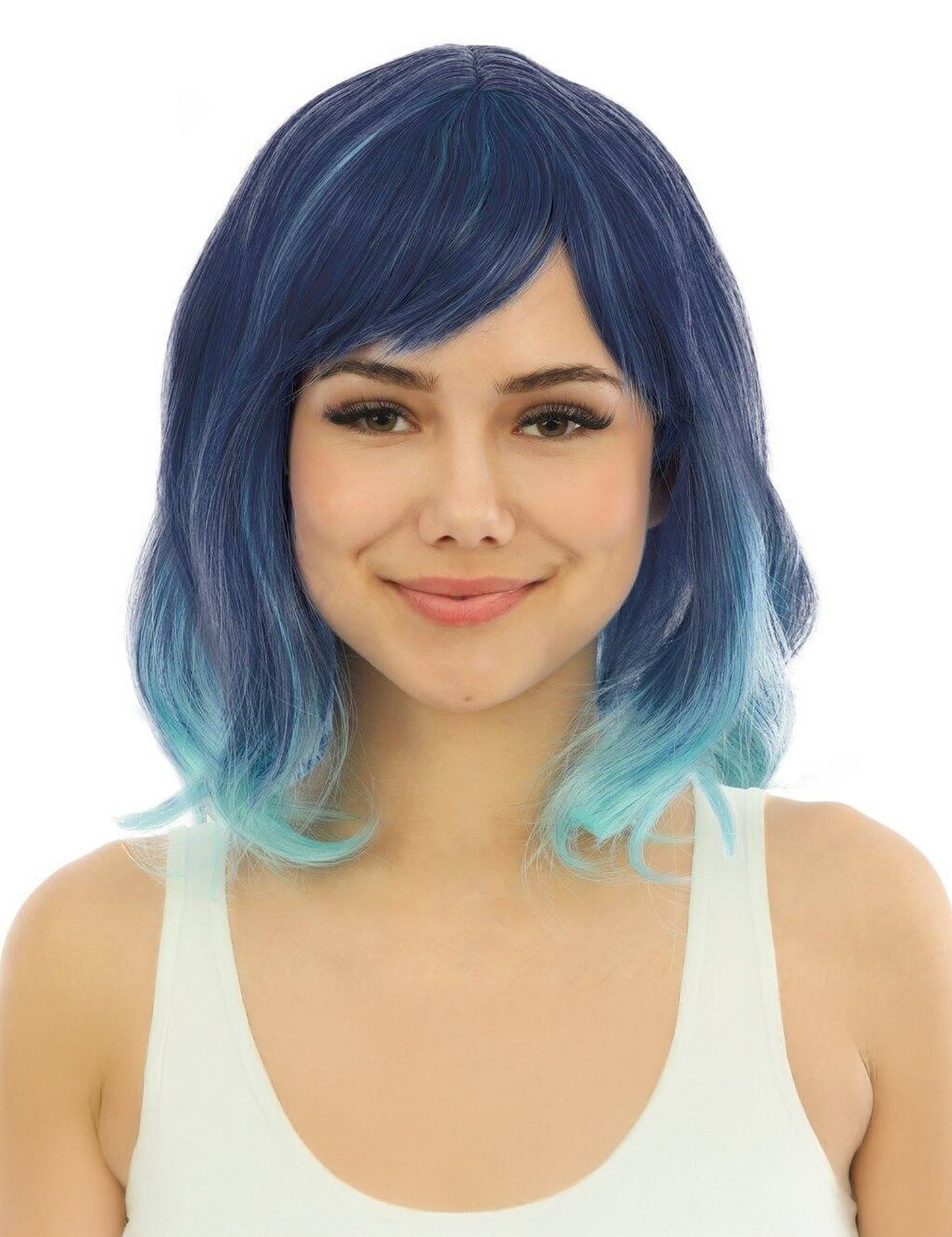 Perruque mi longue tie and dye bleue luxe adulte