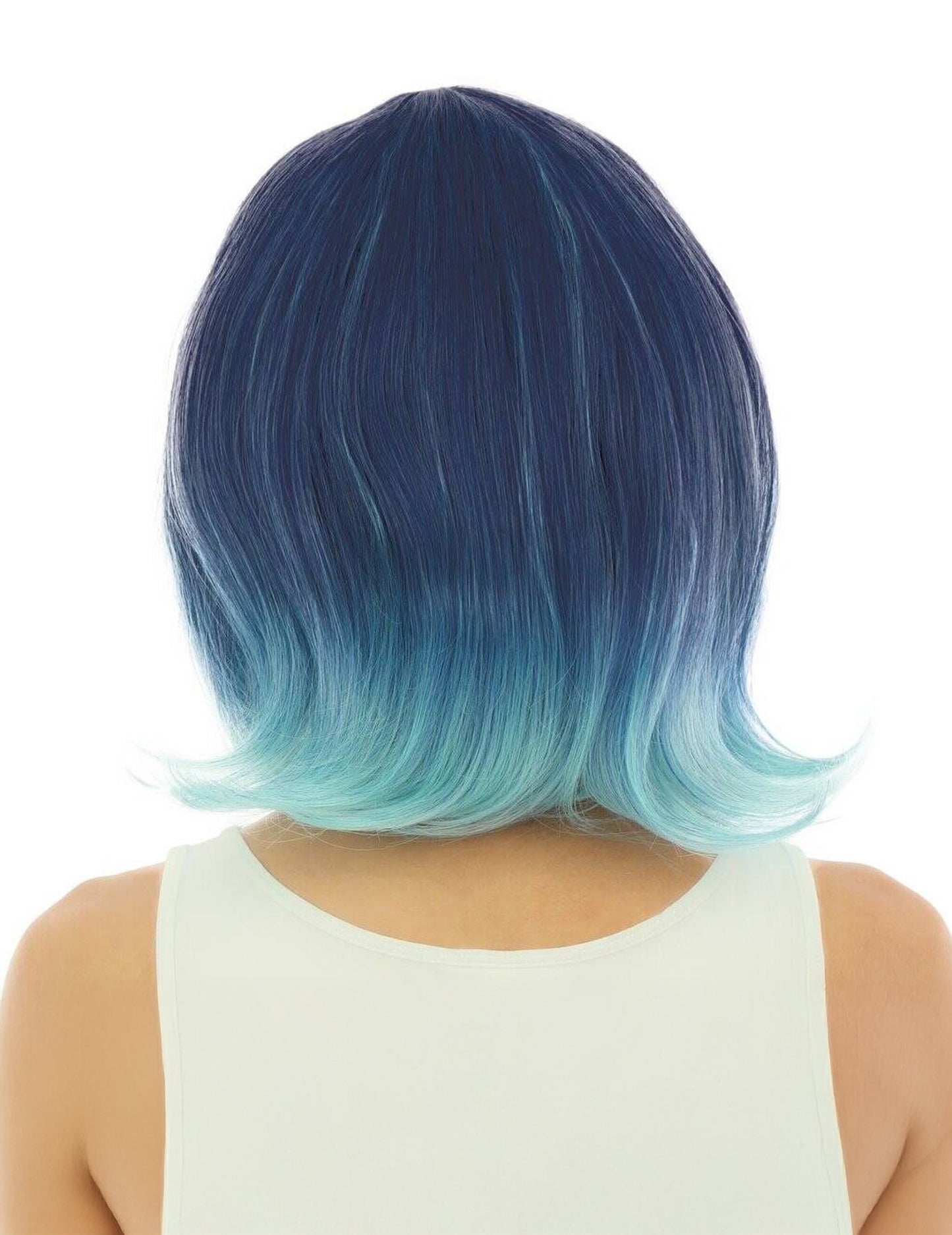 Perruque mi longue tie and dye bleue luxe adulte