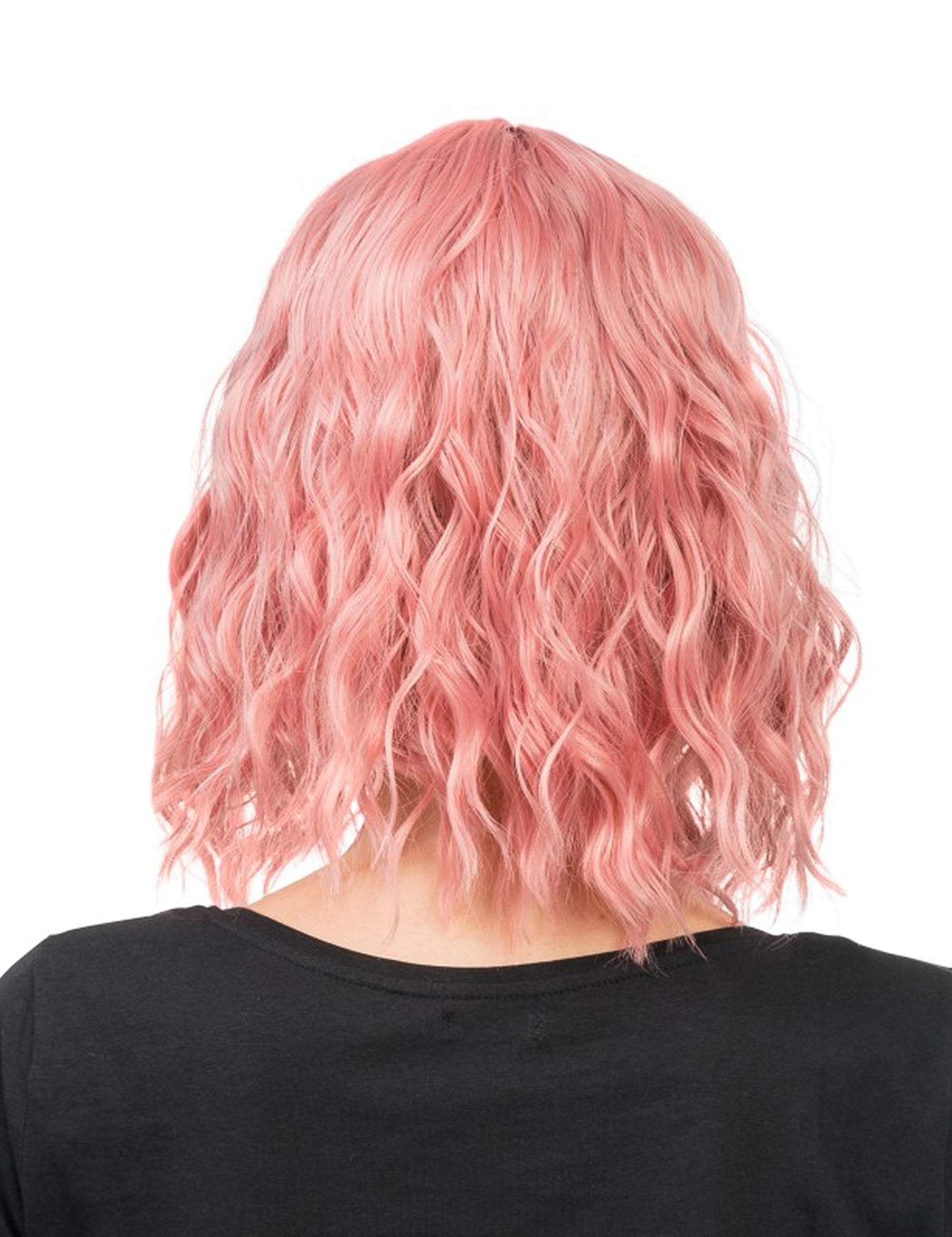 Perruque ondulée rose pastel adulte