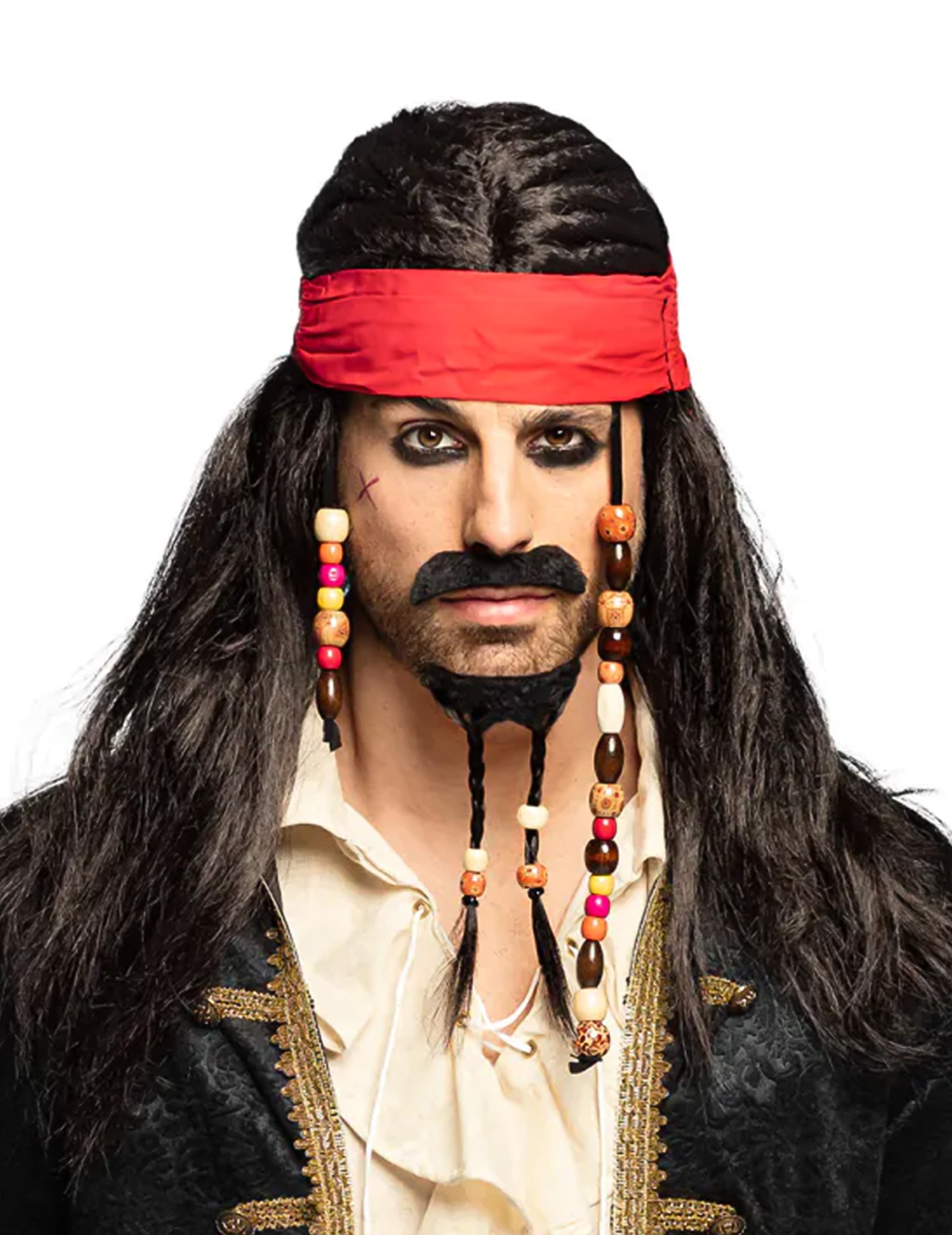 Pirátská paruka s červeným šátkem pro muže