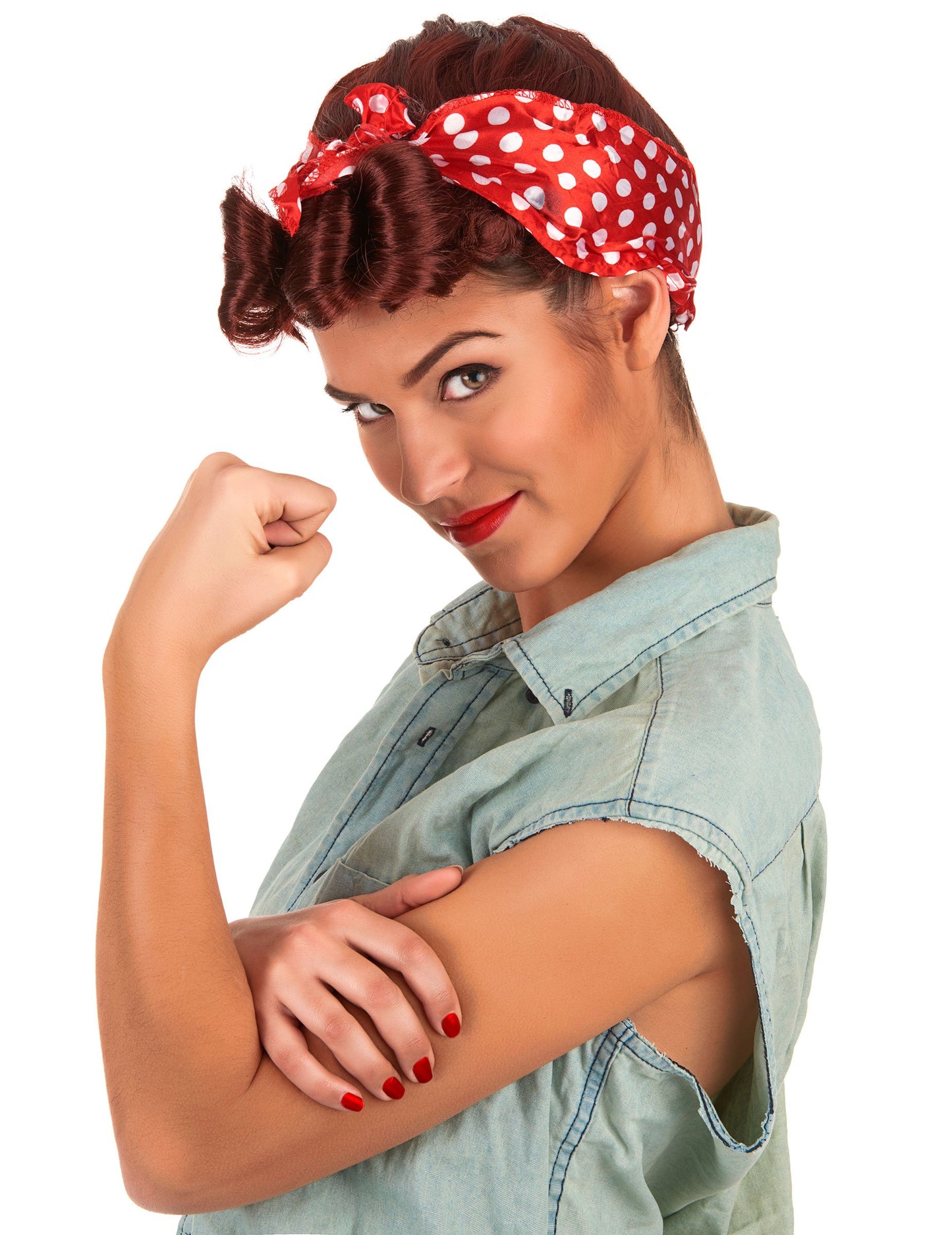 Retro hnědá paruka se šálou pro ženy