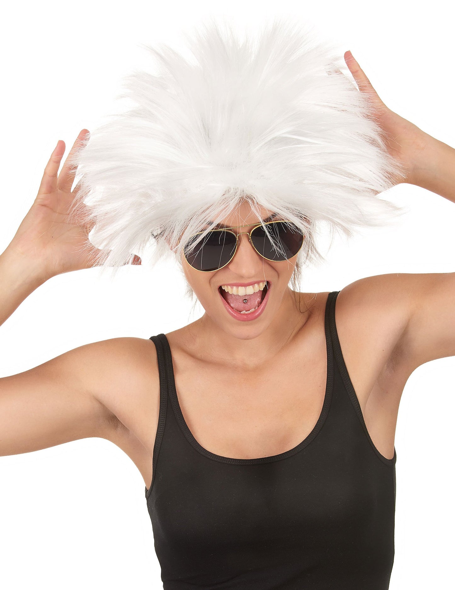 Bílá paruka s motivem rockové hvězdy pro ženy