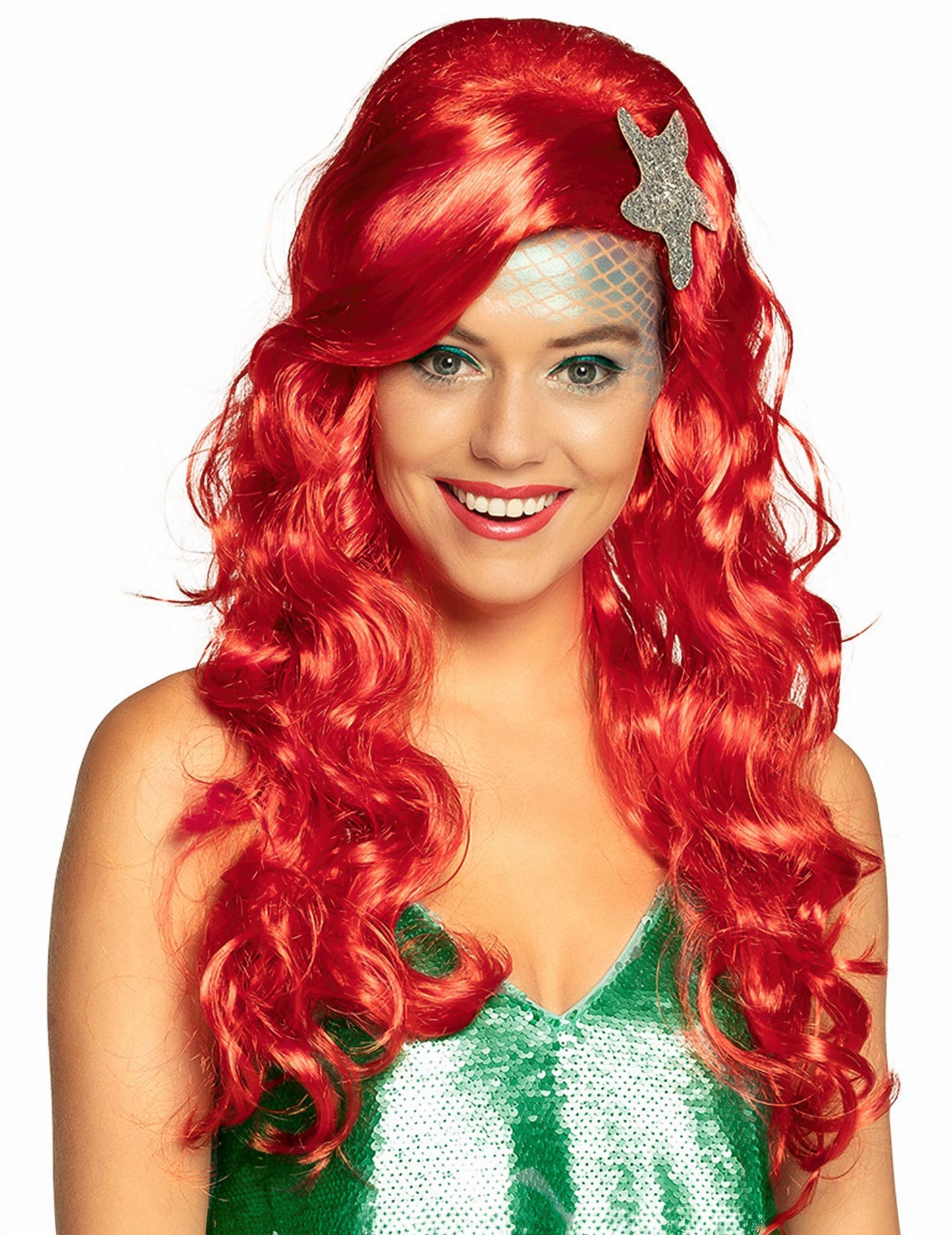 Paruka mořská panna s hvězdicí pro dospělé - červená