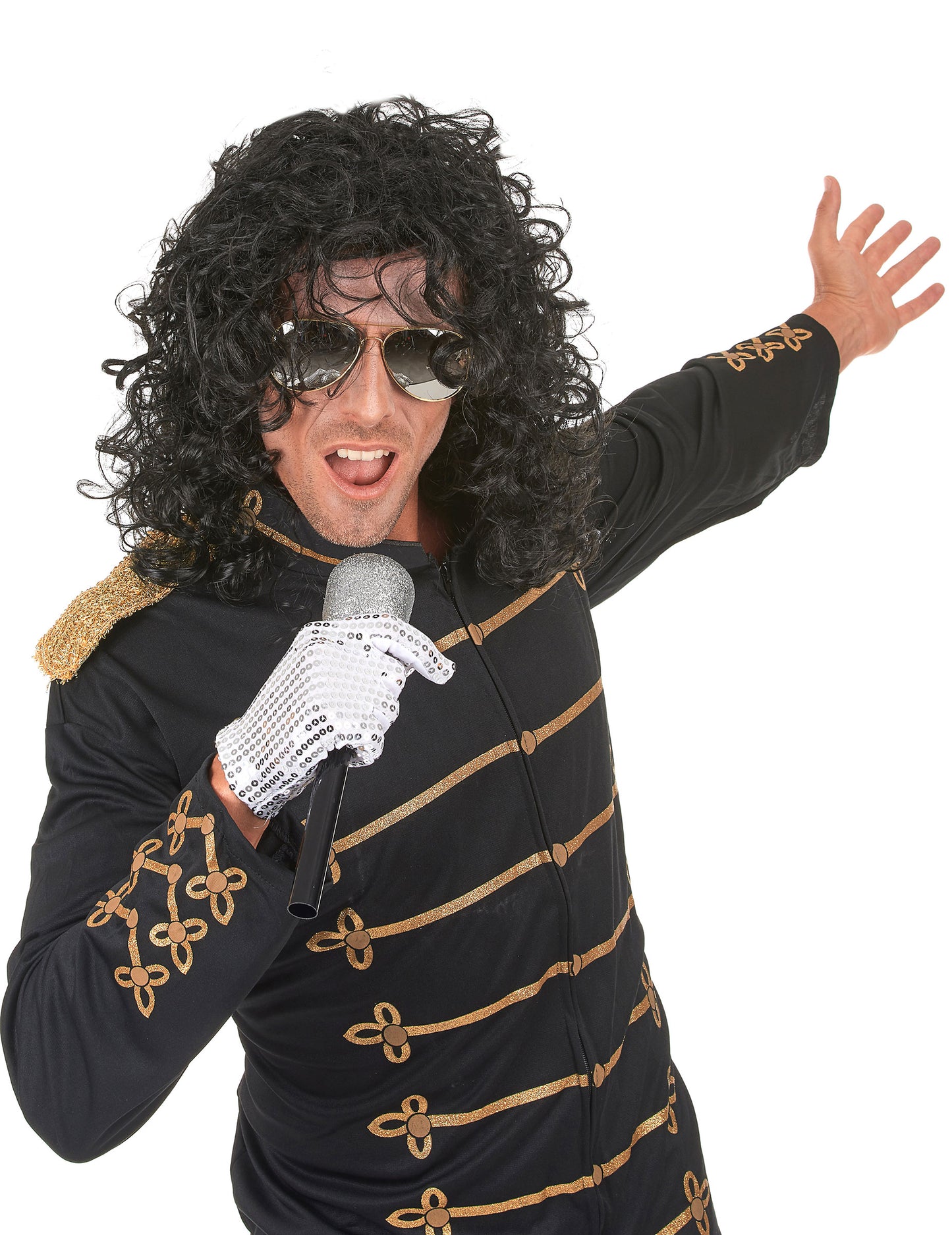 Černá paruka s popovou hvězdou pro muže