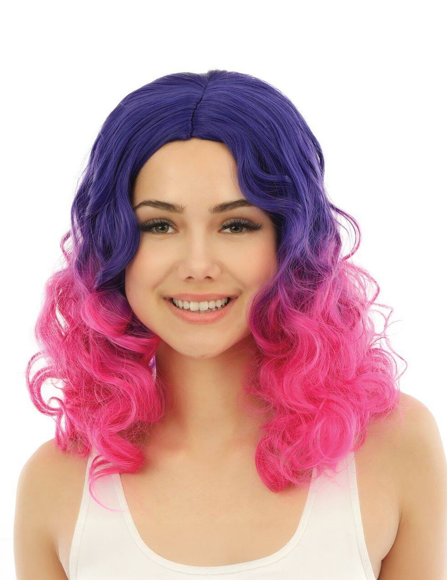 Perruque tie and dye rose et violette luxe adulte