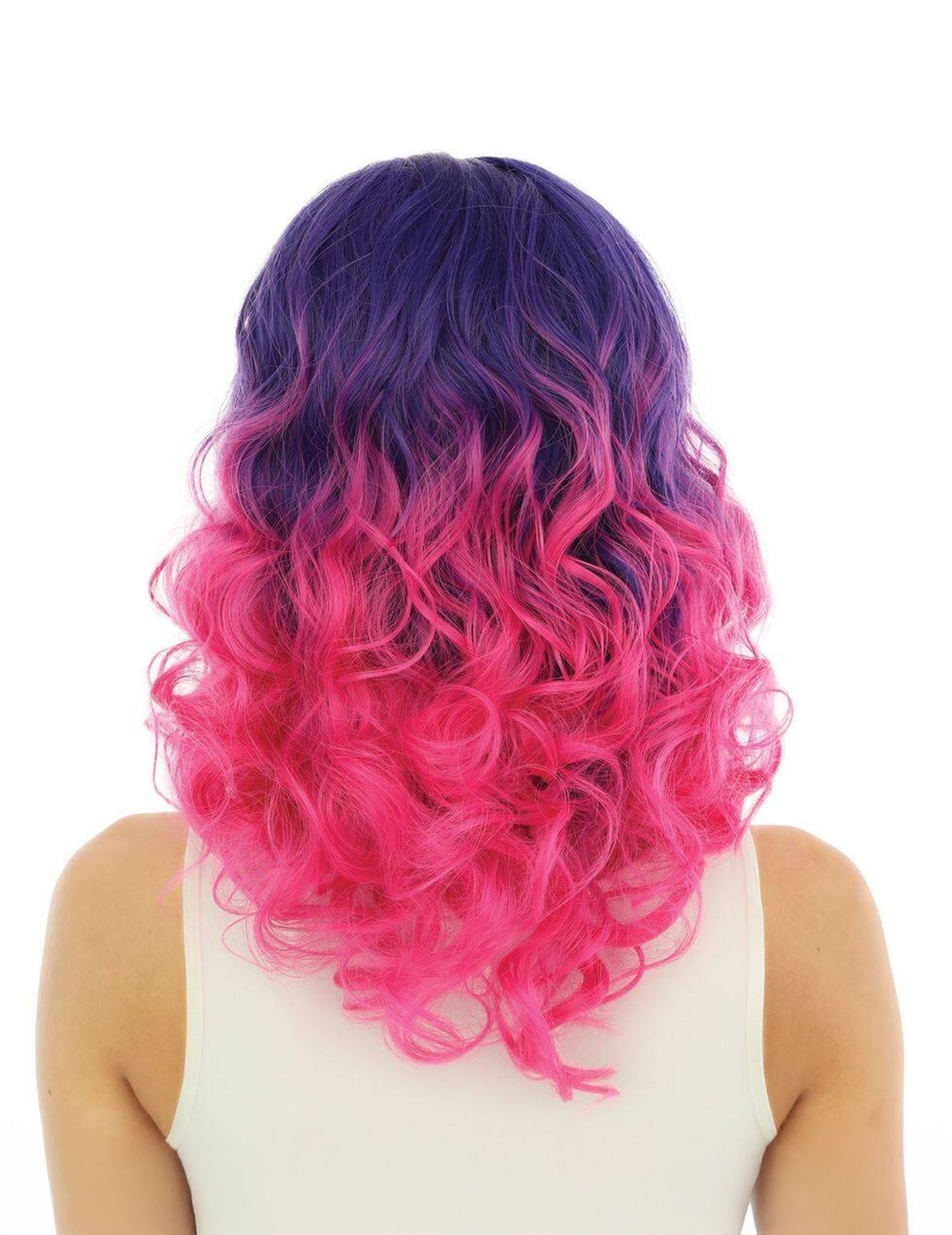 Perruque tie and dye rose et violette luxe adulte