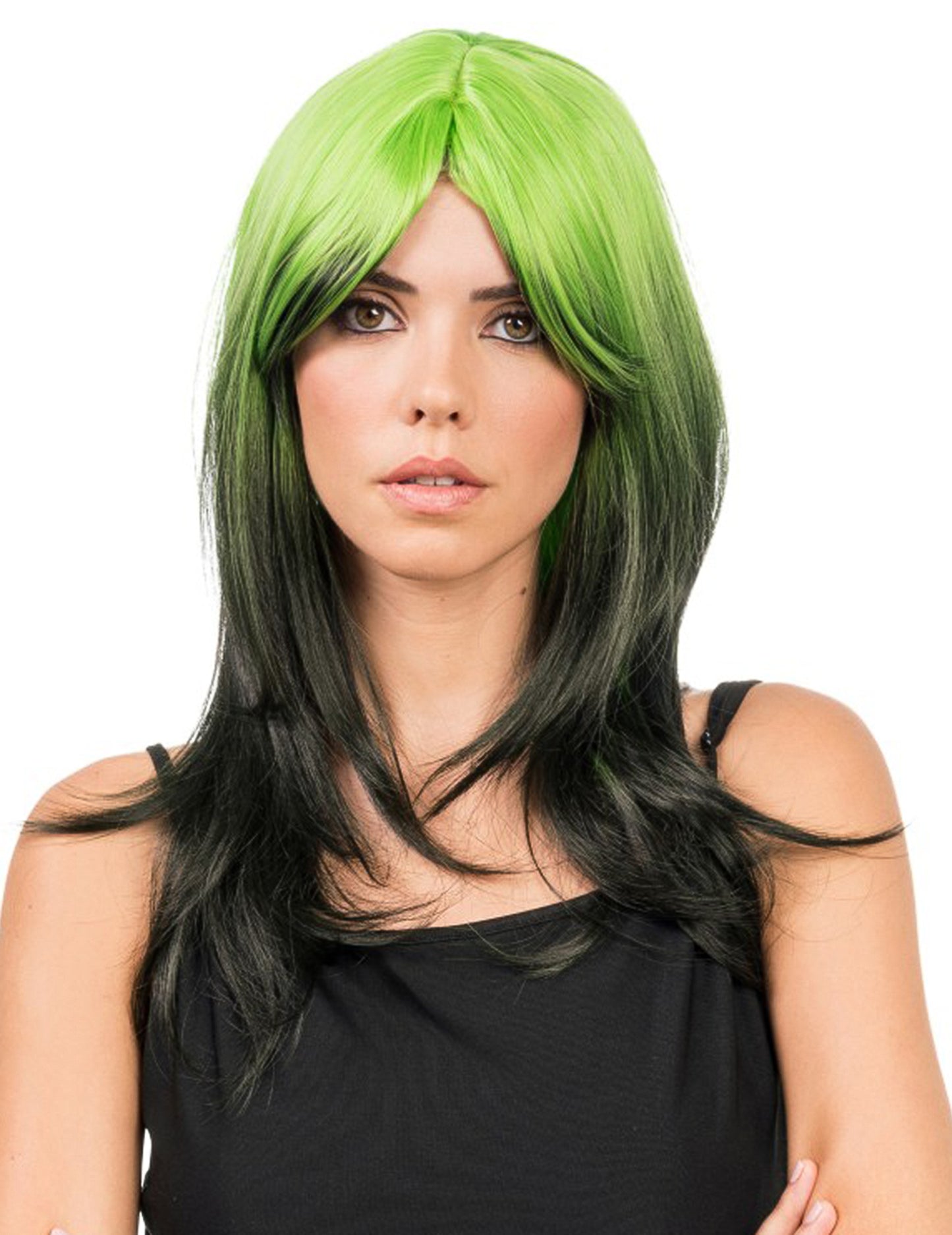 Perruque tie and dye vert et noir adulte