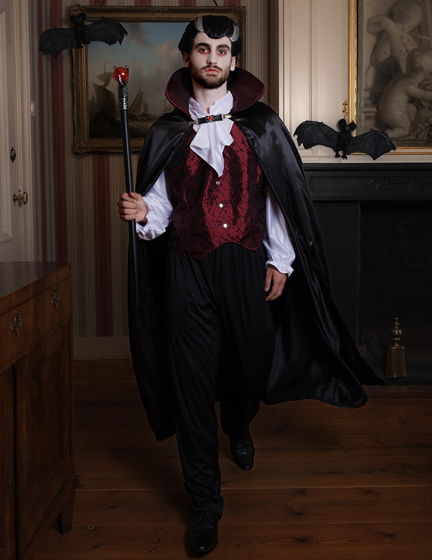 Černobílá upíří paruka pro muže