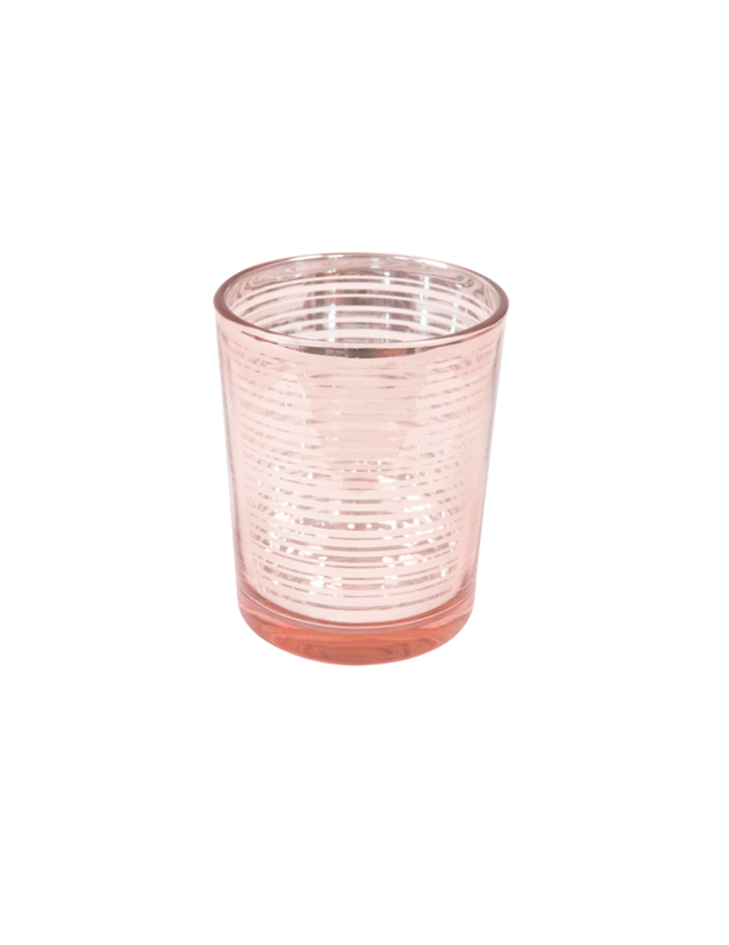 Photophore en verre à rayures rose gold