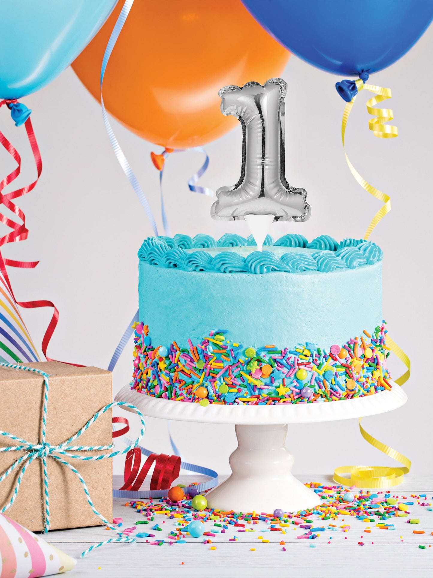 Nafukovací výběr dortu stříbrné číslo 22 cm samonafukovací