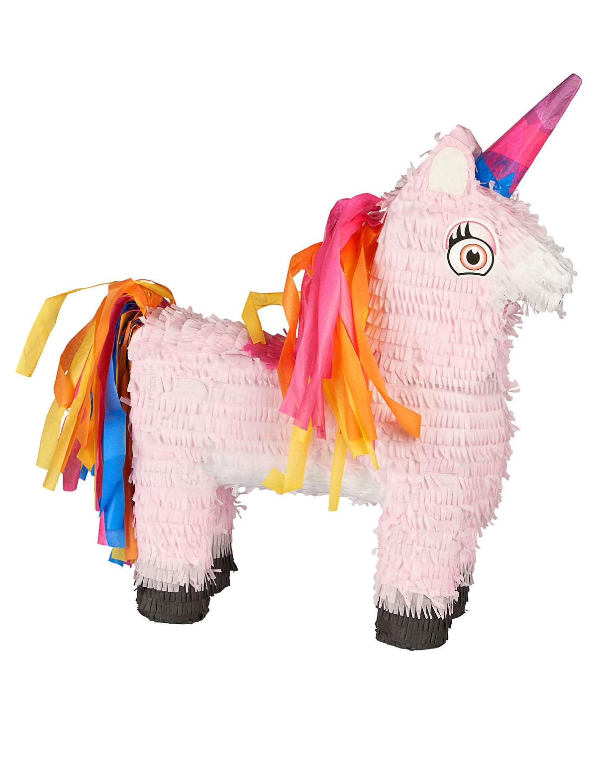 Piñata jednorožci pro dítě růžová s vícebarevnou hřívou a ocasem