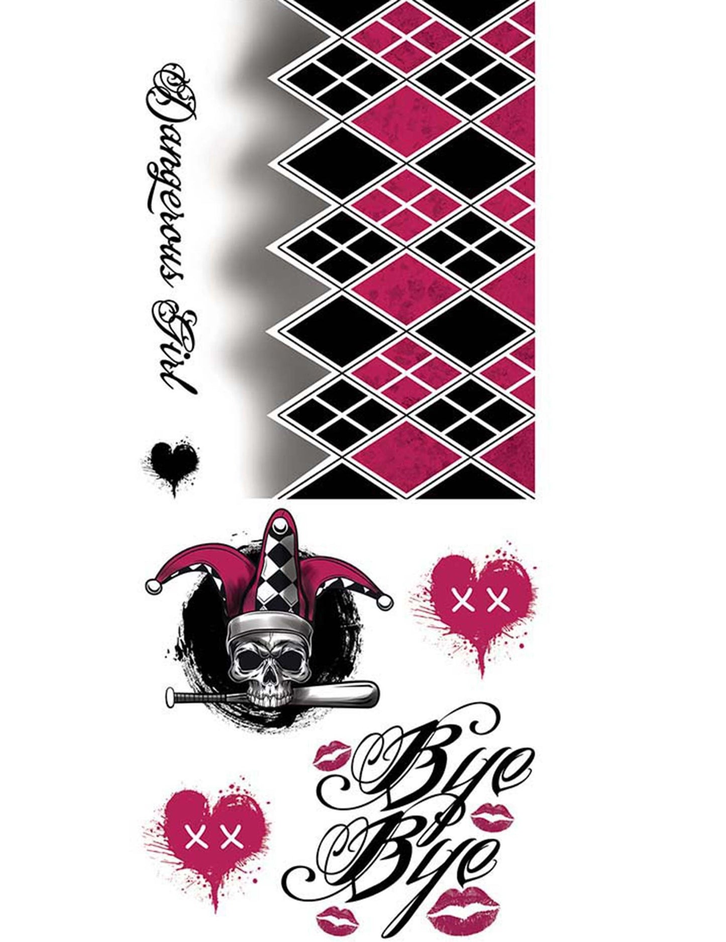 Tetovací arch zlého harlekýna 30 x 14 cm