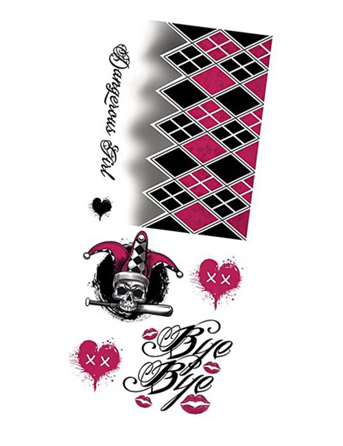 Tetovací arch zlého harlekýna 30 x 14 cm