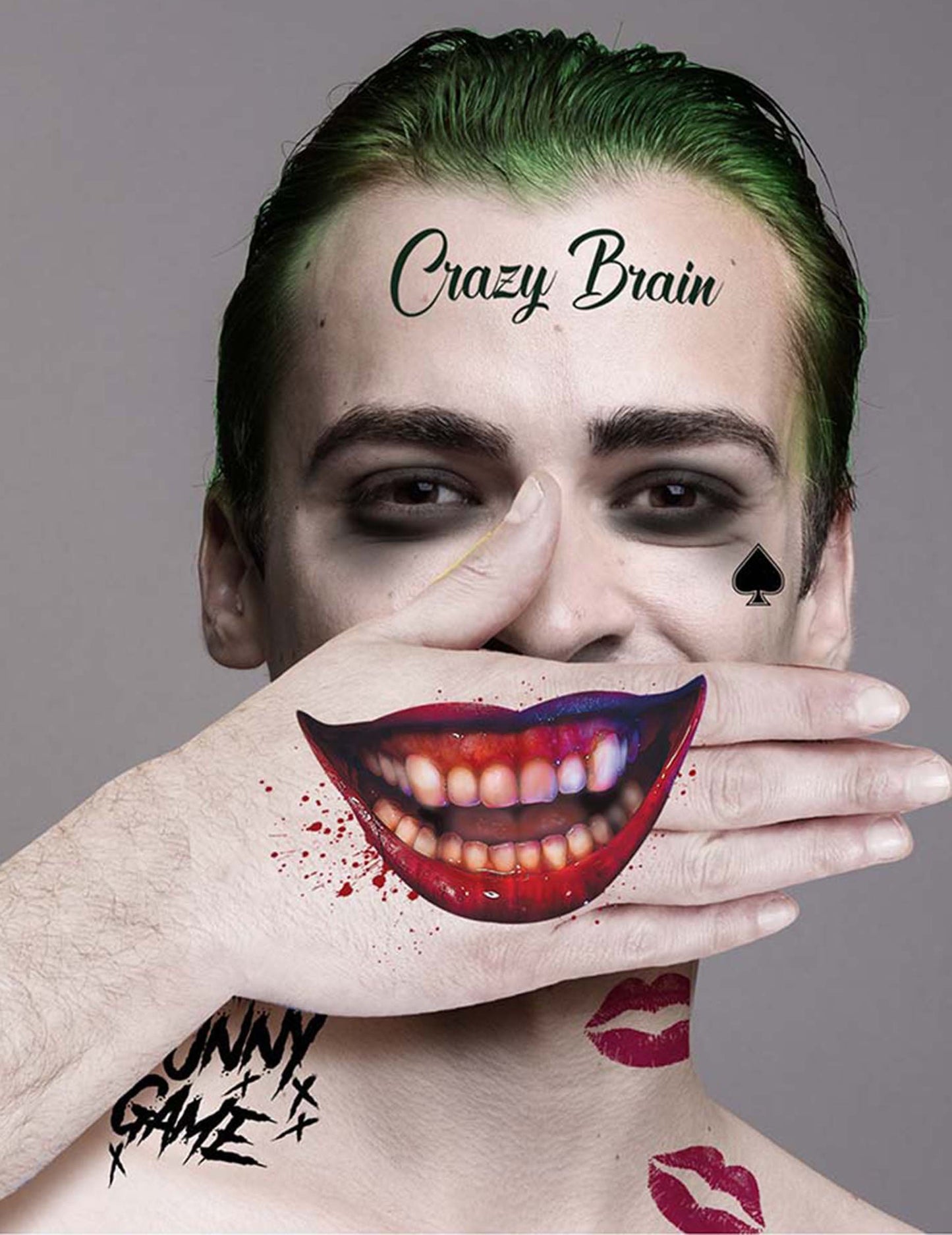 Tetovací arch zlého Jokera 30 x 14 cm