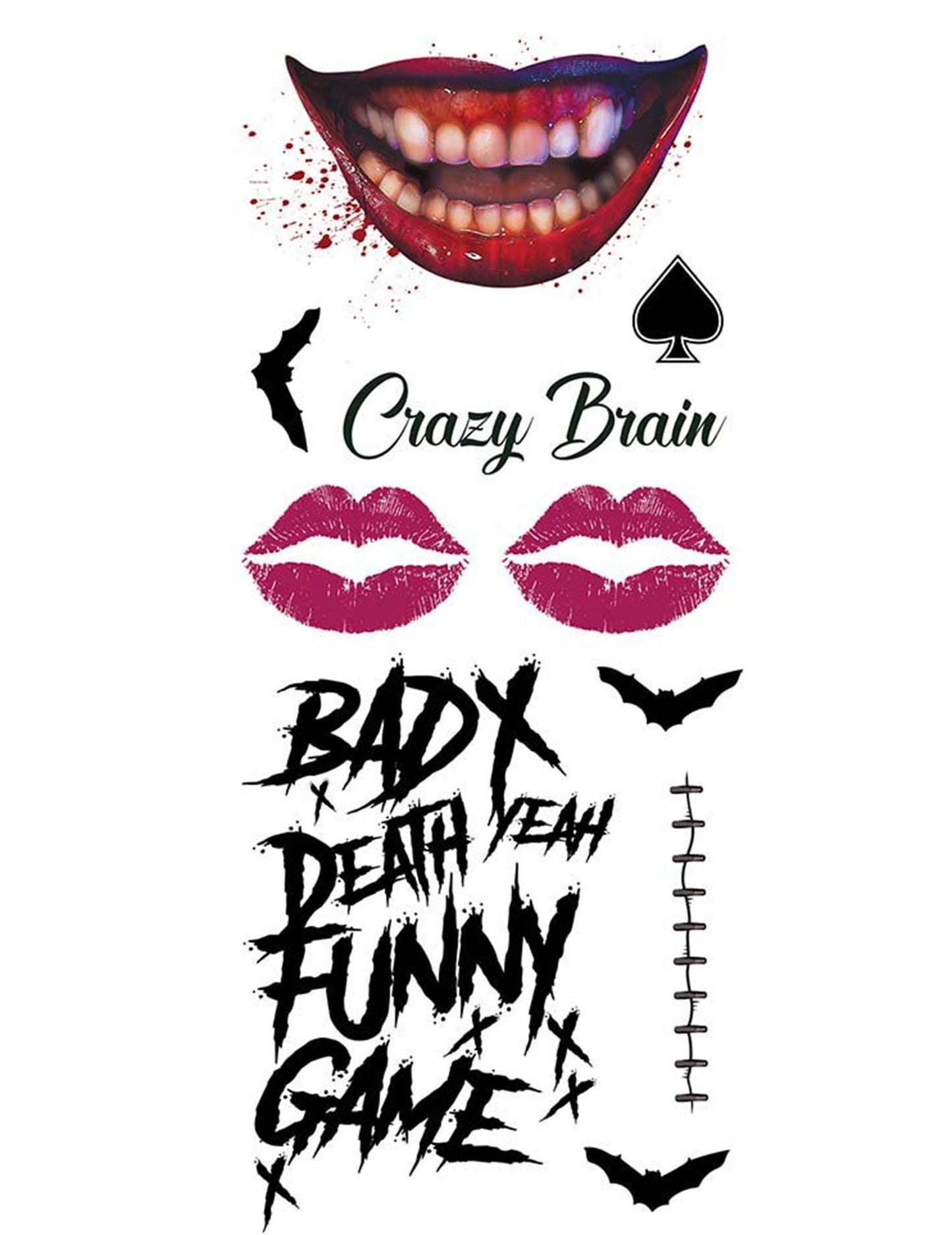 Tetovací arch zlého Jokera 30 x 14 cm