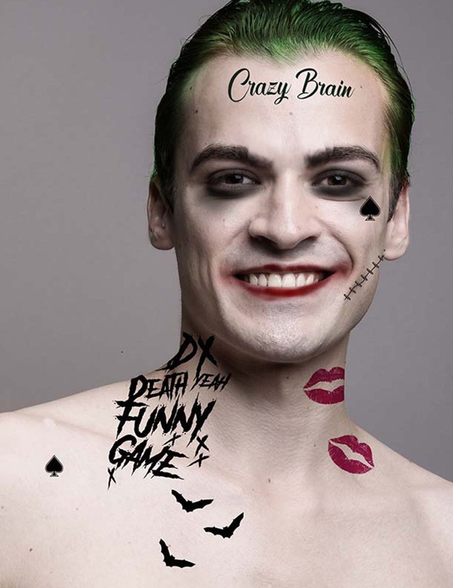 Tetovací arch zlého Jokera 30 x 14 cm