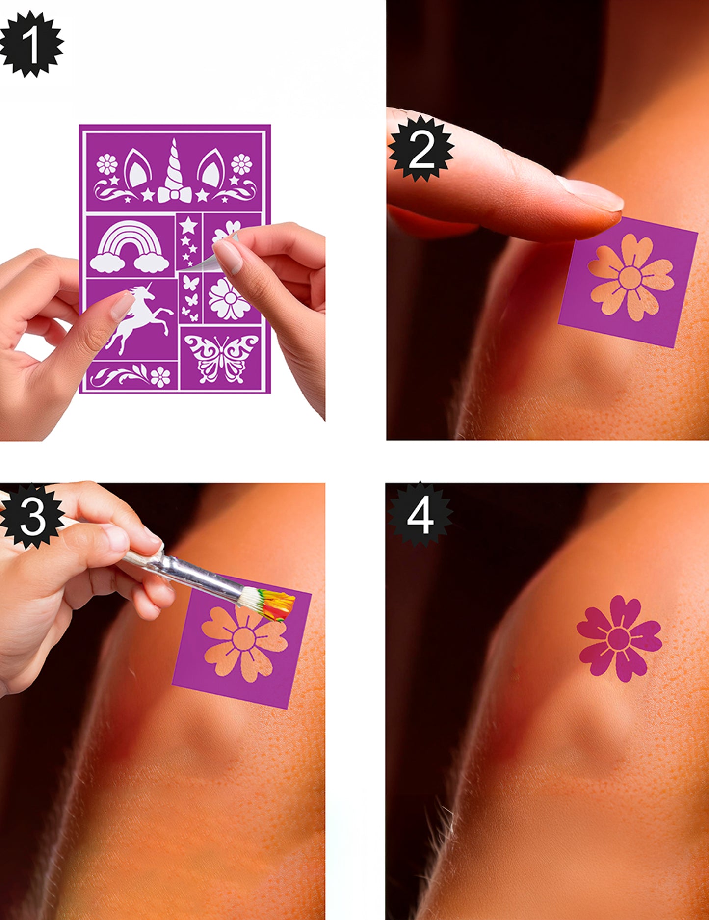 Šablony na líčení s jednorožcem a duhou