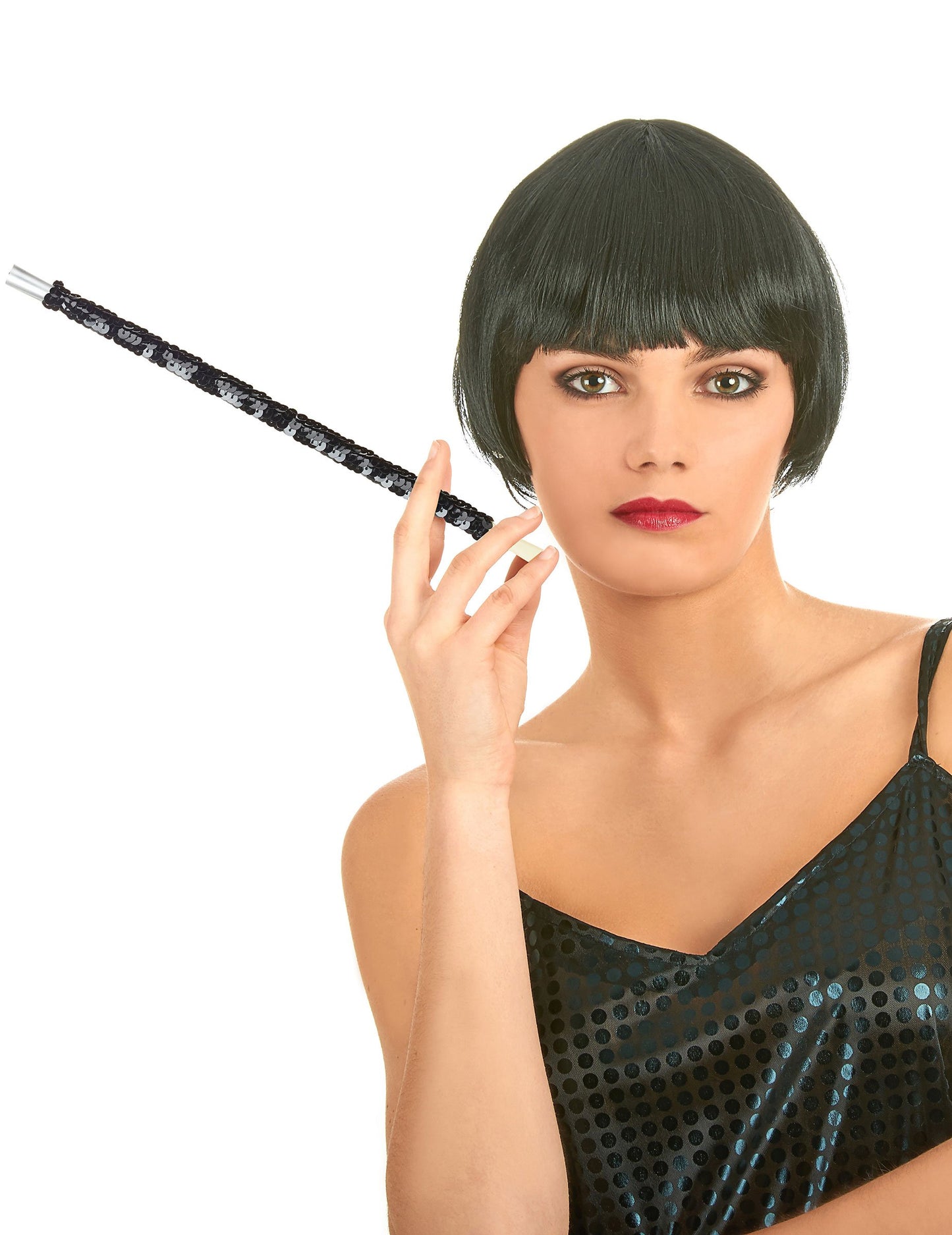 Černé flitrované náušníky na cigarety Charleston pro dospělé