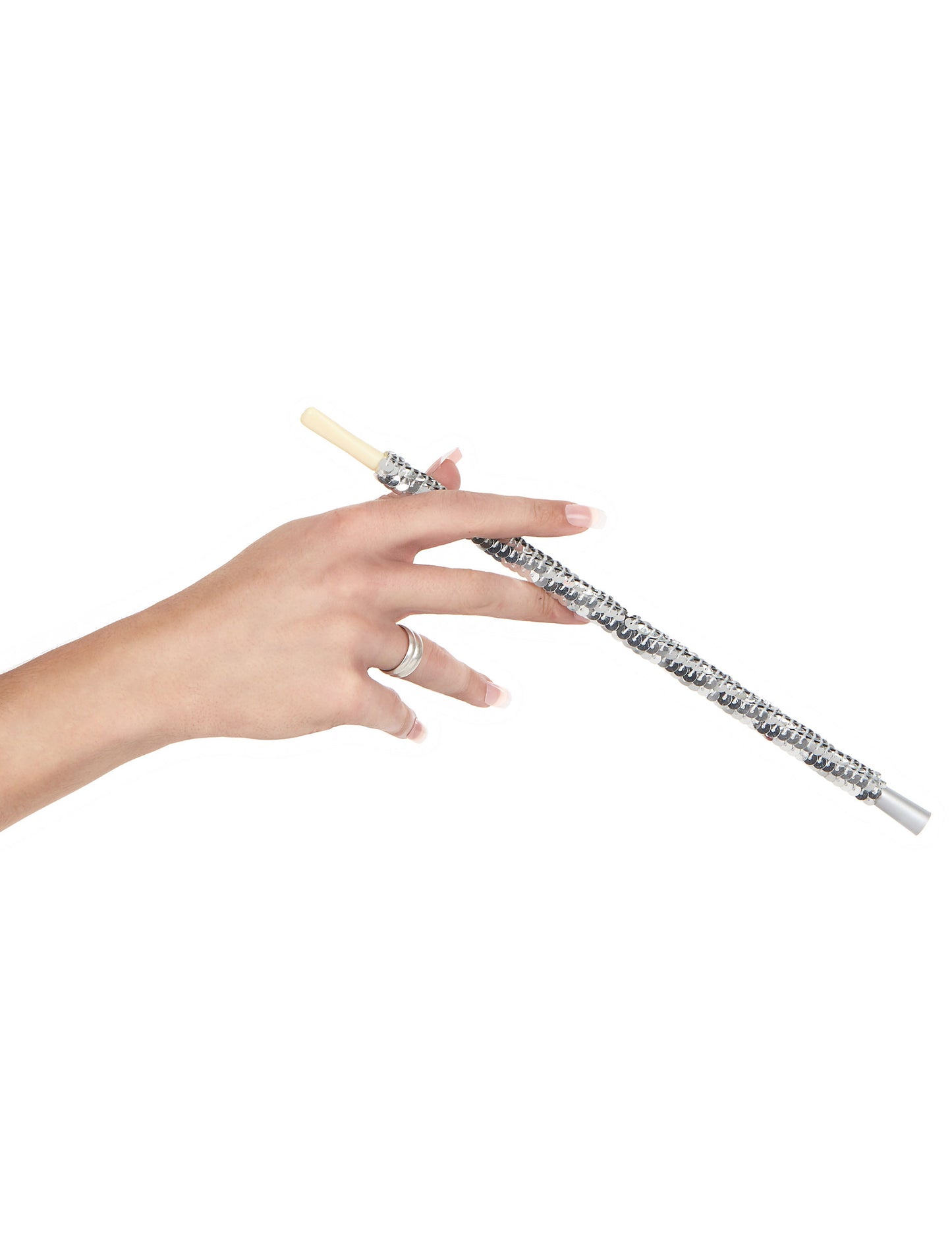 Stříbrná flitrovaná cigaretová špička