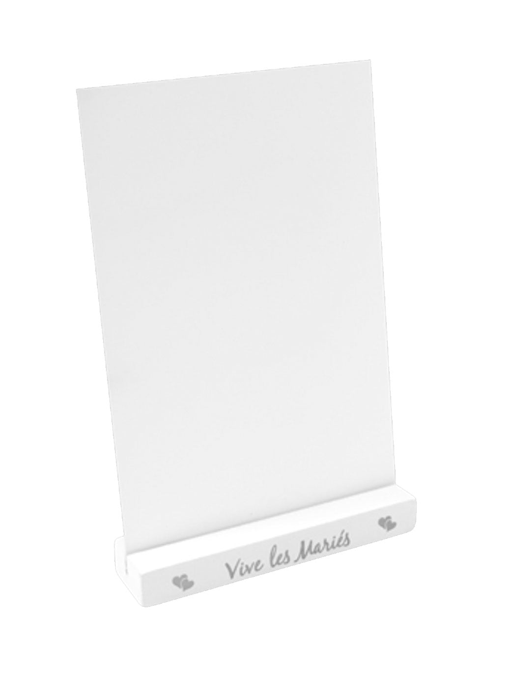 Dřevěný stojánek na jídelní lístek ať žije nevěsta a ženich stříbrná bílá 18 x 12 x 3 cm