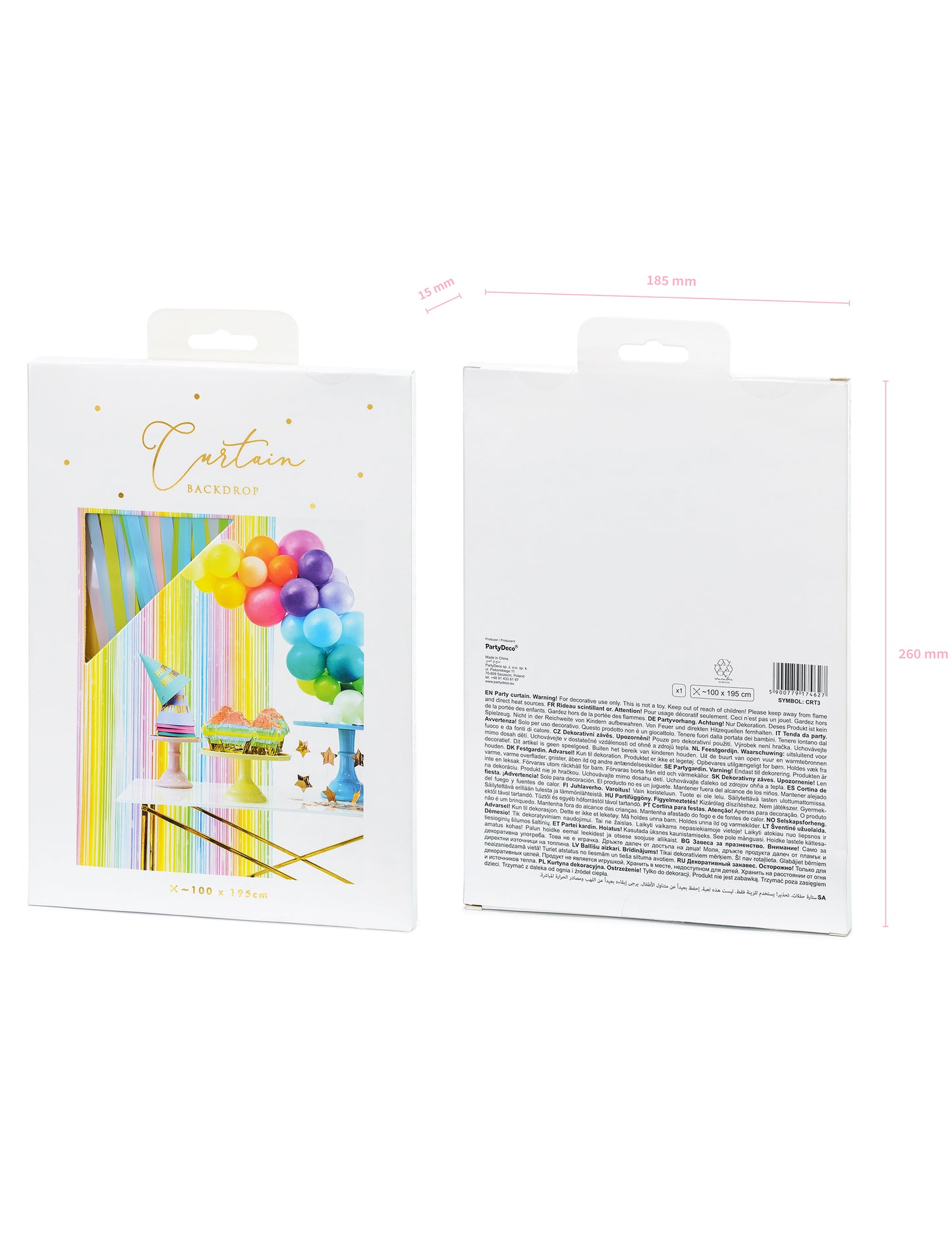 Pastelová vícebarevná třpytivá záclona 100 x 195 cm