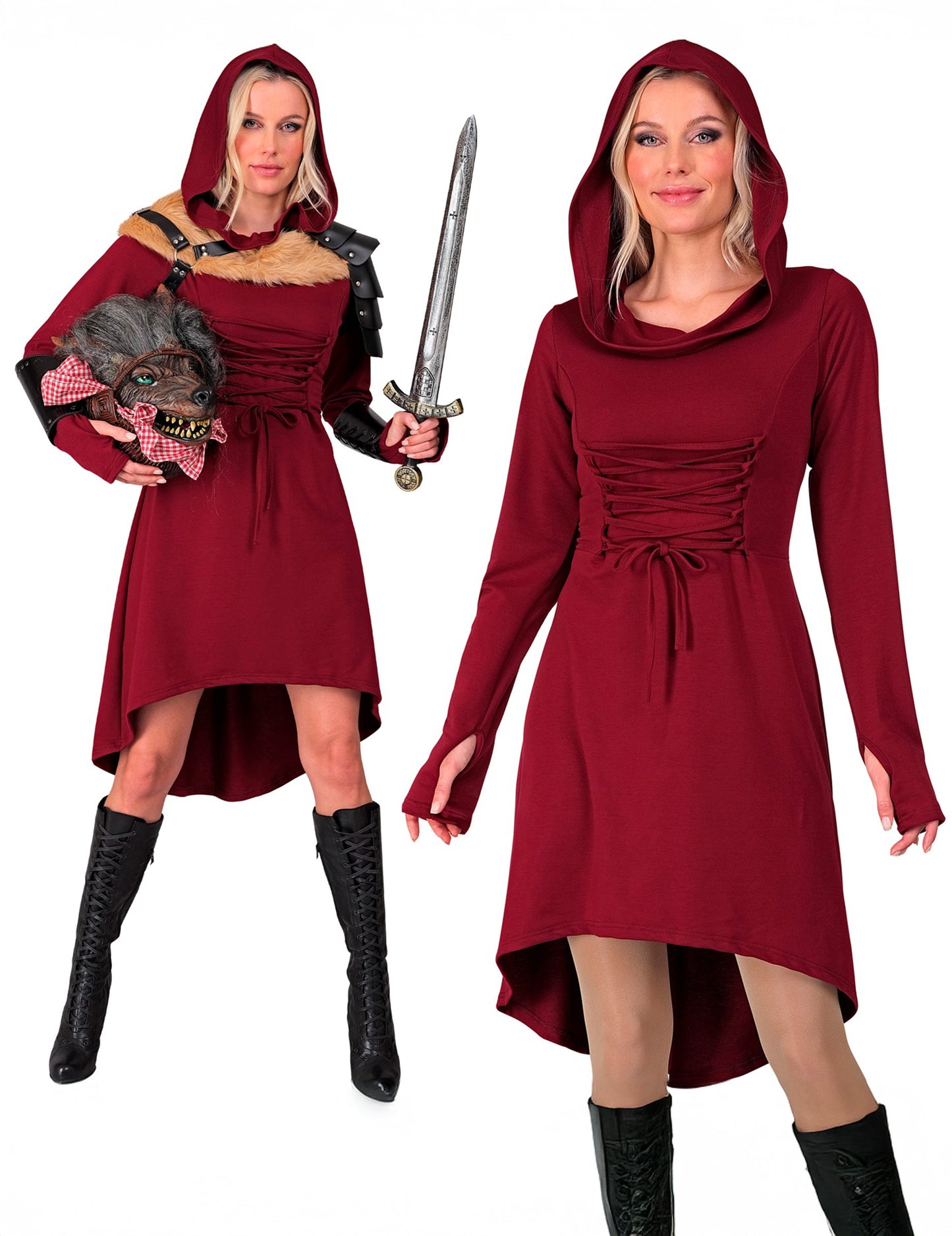 Robe gothique médiévale rouge femme